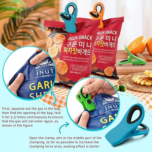 Miniatura 4 de Paquete de 12 clips magnéticos para papas fritas, clips para bolsas de alimentos para paquetes de alimentos, clips de cocina con imán para nevera,