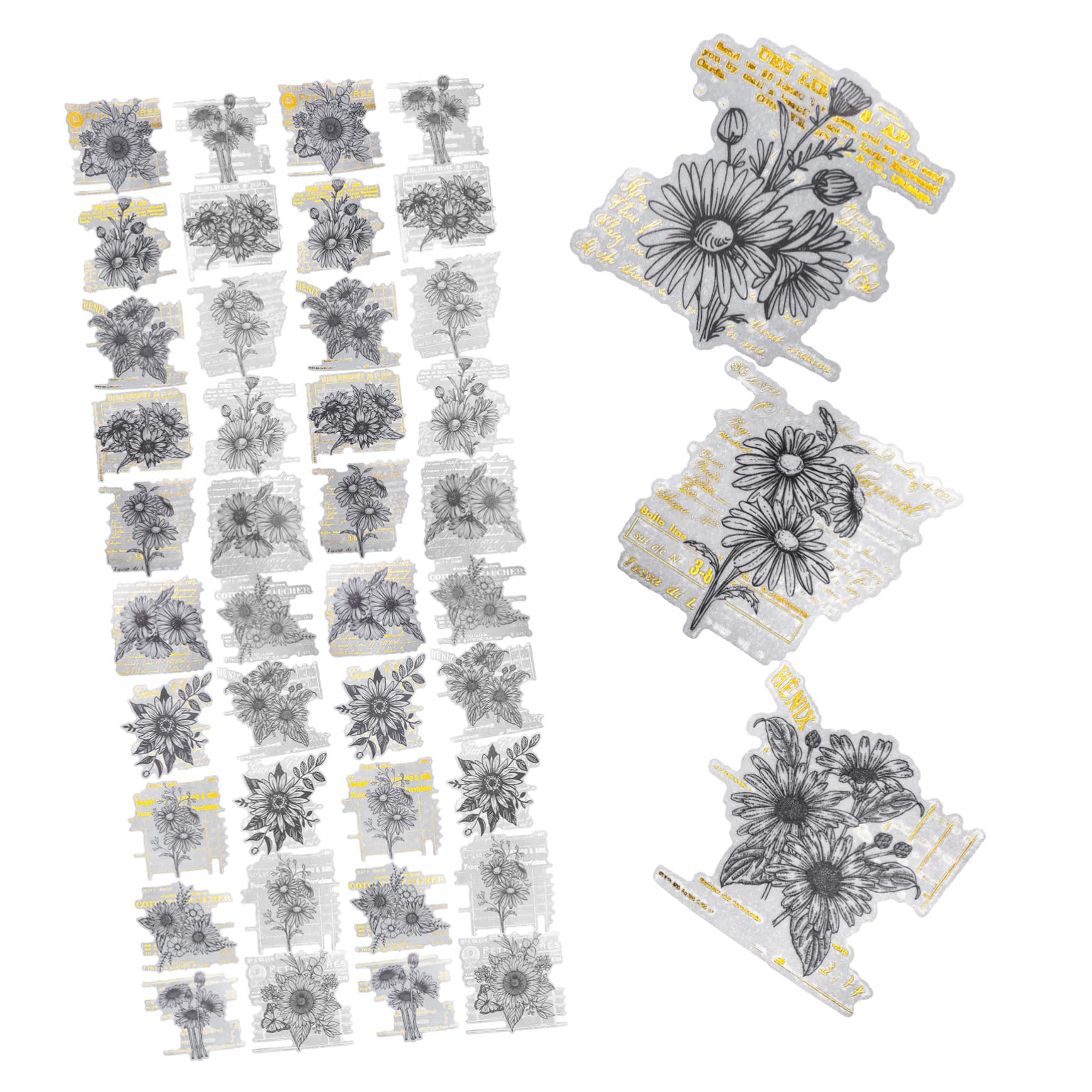 EXCEART 5stücke Hand Account Aufkleber Vintage Blumen Sticker Für Scrapbooking Tagebuch Und Bastelprojekte Pro Packung Sunflower Night