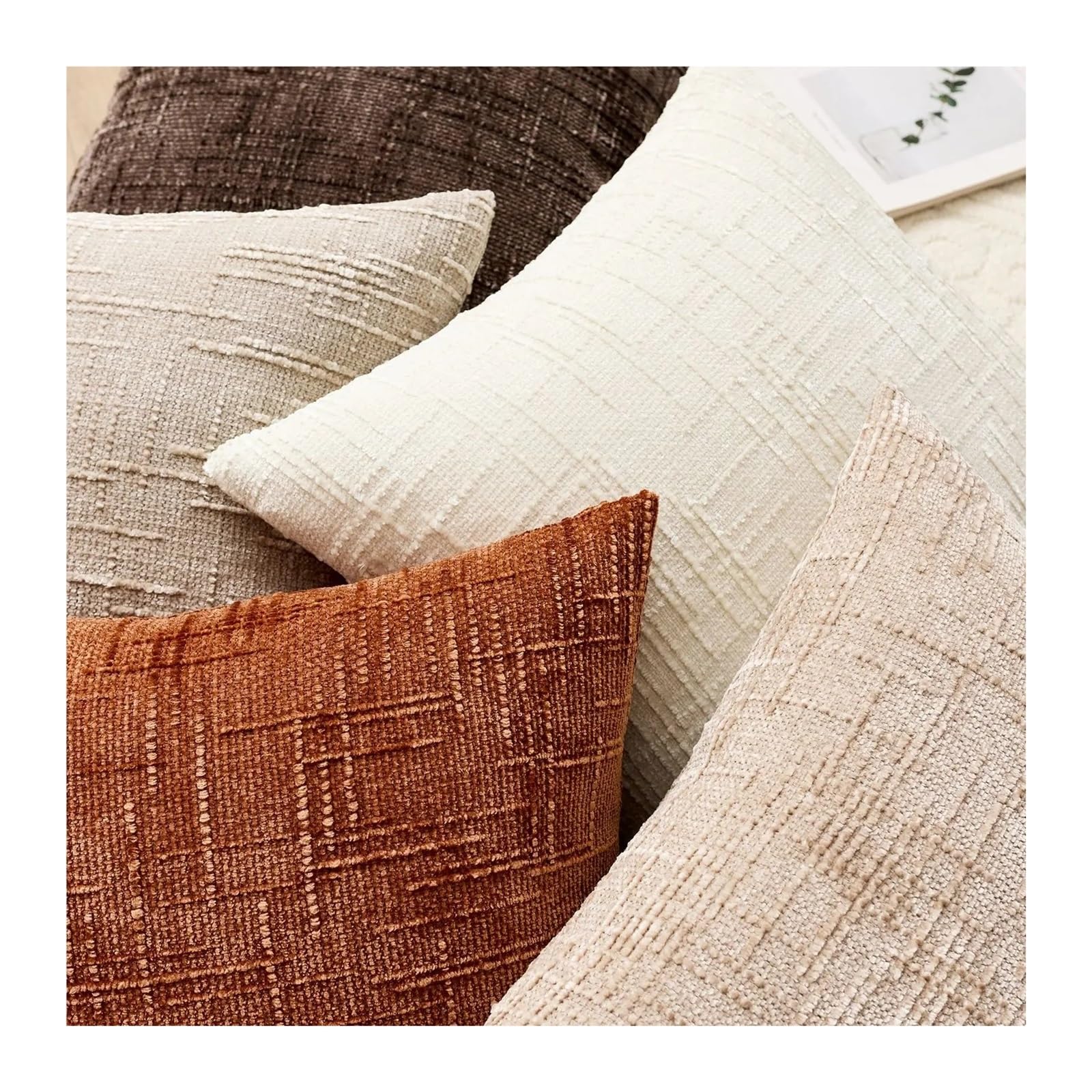 Poszewki na poduszki, Ręcznie robiona szenilowa poszewka na poduszkę w jednolitym kolorze wielokolorowa wiele rozmiarów sypialnia w domu(Camel,60 x 60 cm (Pack of 1))