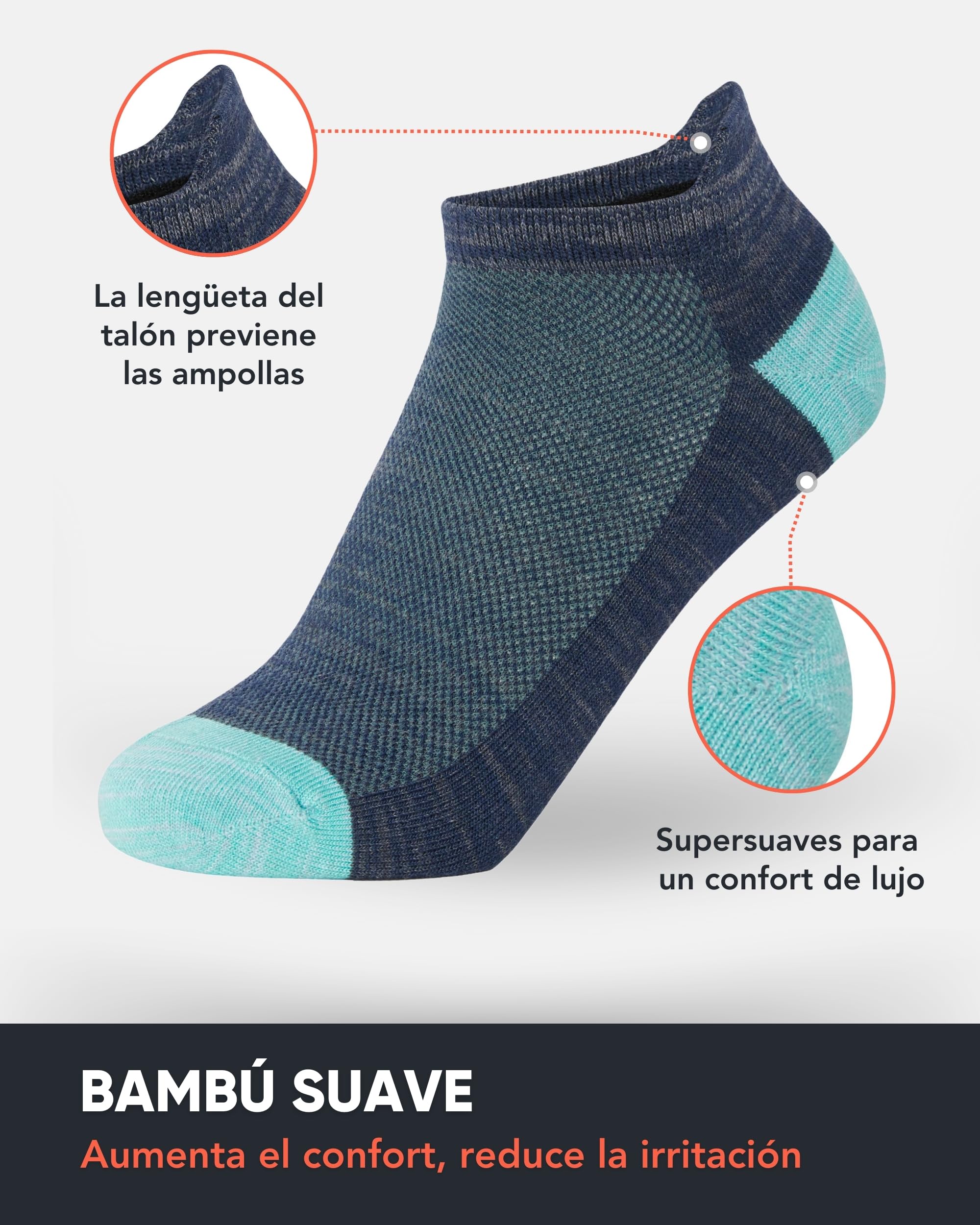 FM London Pack de 8 Calcetines Tobilleros de Hombre de Bambú suaves, Transpirables y Antiolor, Deportivos con Lengüeta Protectora en el Talón