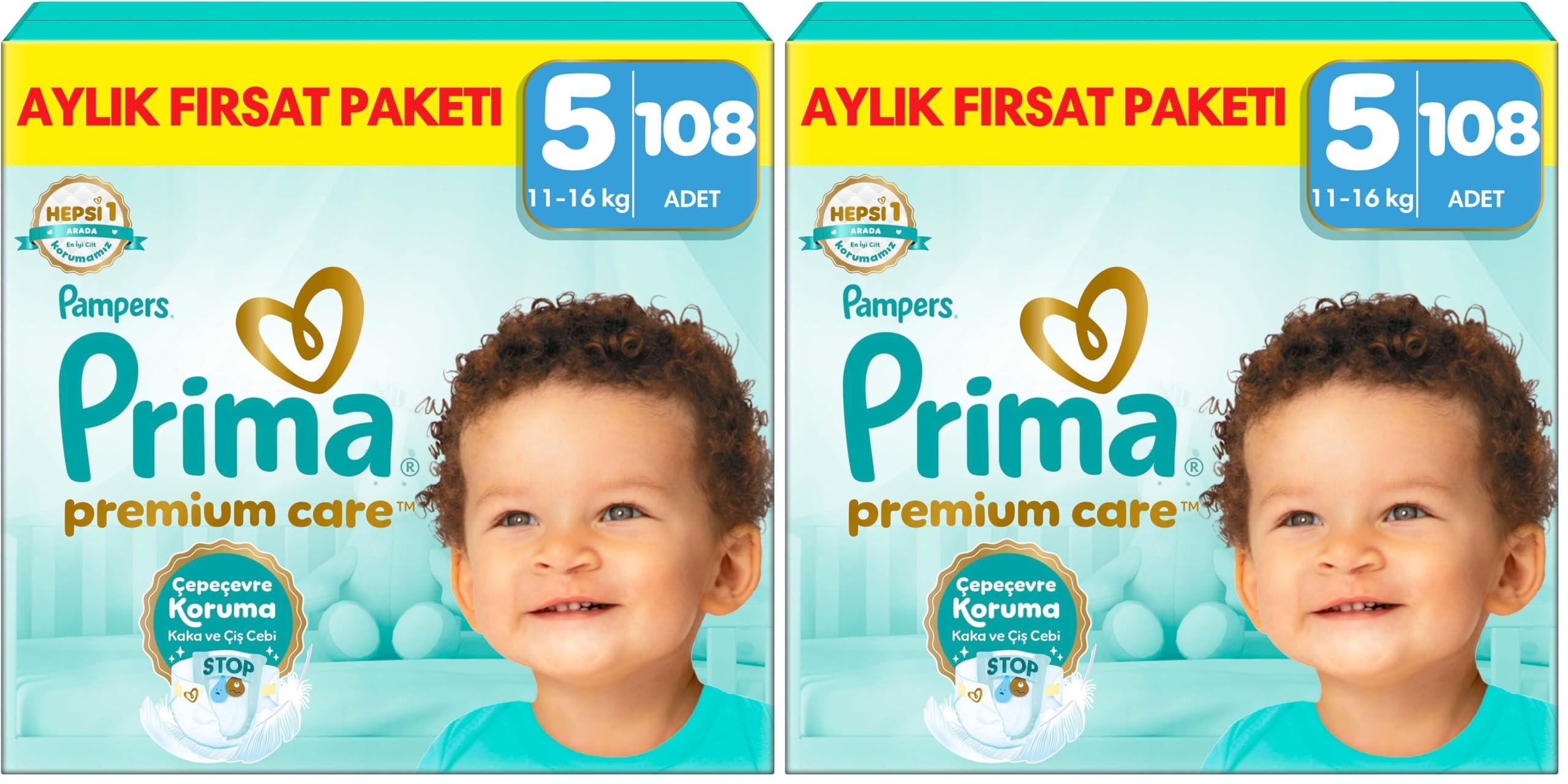 Prima Bebek Bezi Premium Care 5 Numara 108 Adet Aylık Fırsat Paketi (2 paketi)