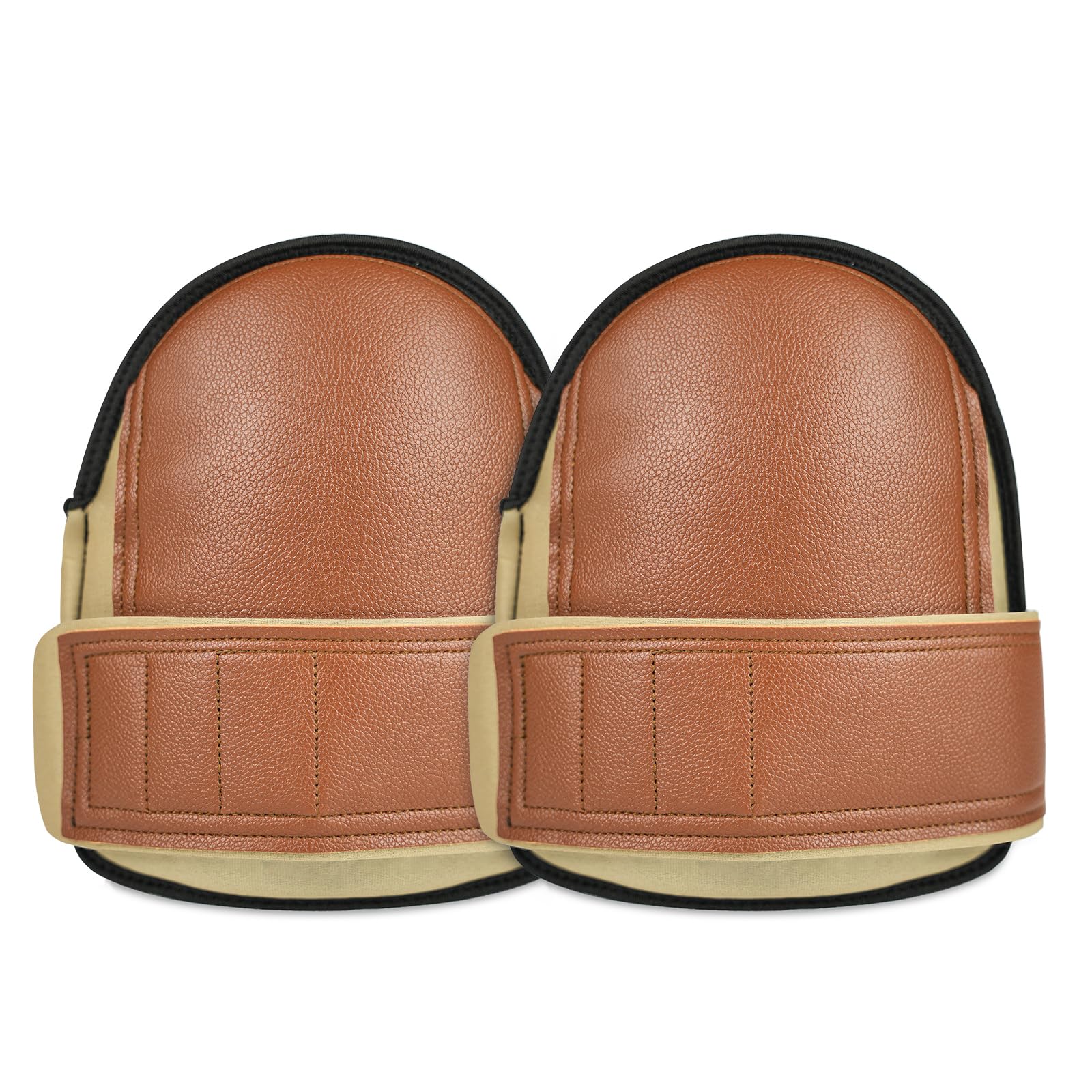 CTHOPER Safety Knee Pads for Work Super Soft Leather Knee Protector For Construction, Garden, Clean, Floor and Garage, Large Size in Pairs (Dark Khaki