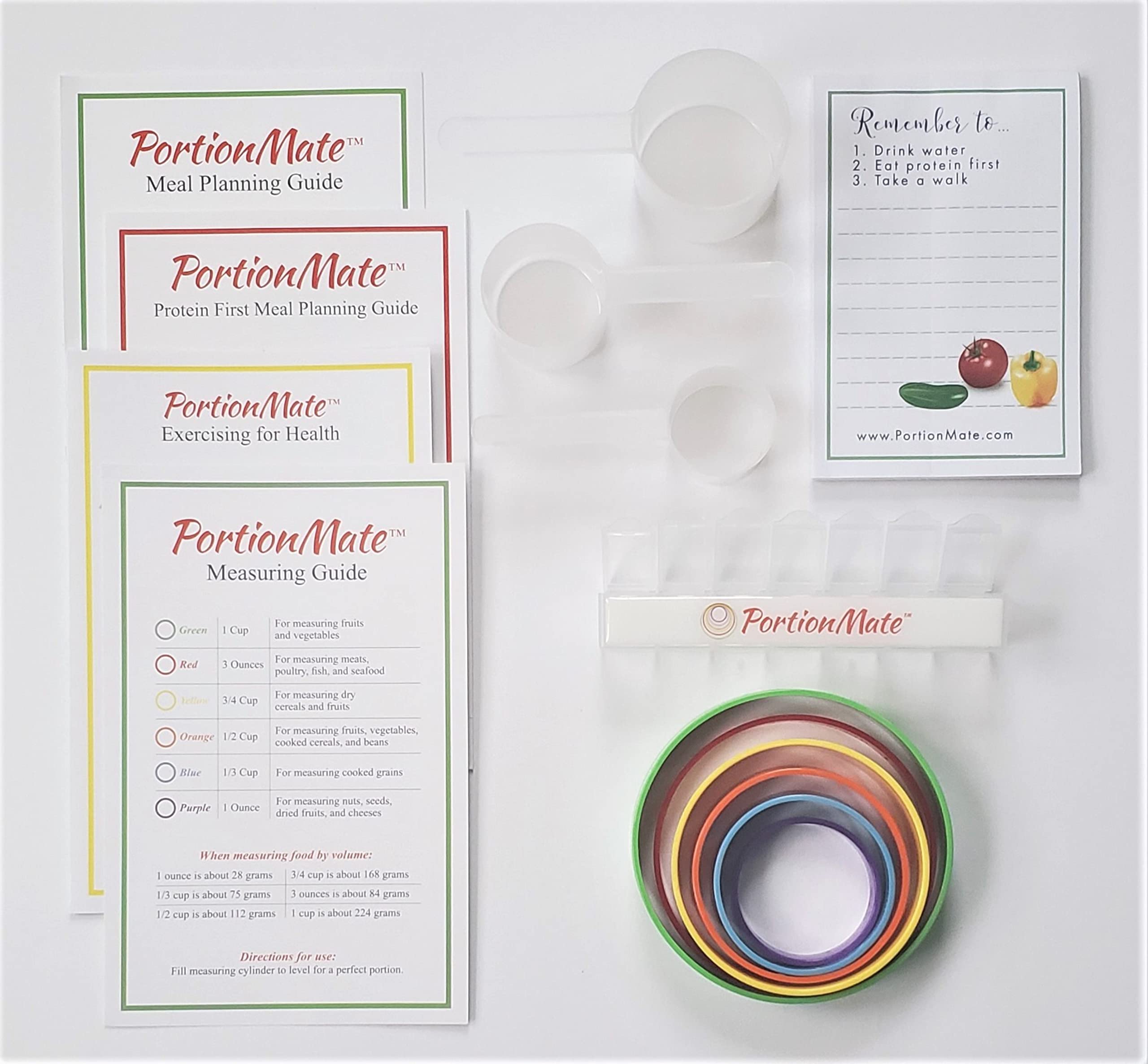 Improved Bariatric Surgery Care Eating Guides, Food Rings, Note Pad and Pill Box - PROTEIN FIRST Bariatric Care Gift Set - BPA Free Plastic