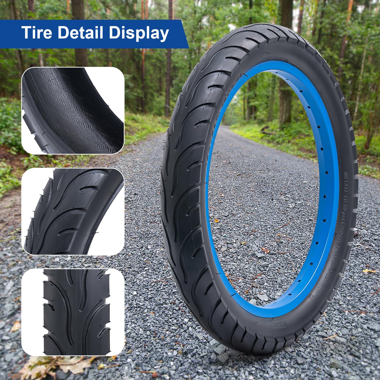 Pneu Vélo 16x2.40 Pliable – 64-305, 40 PSI, Bande Roulement Aéro – Pour Ville, Route Ou Pit Bike