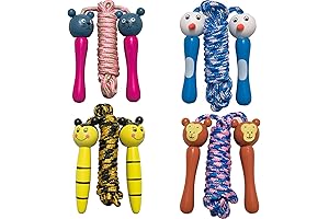 Kids Jump Rope – 4 Pack Of Colorful Jump Ropes with Wooden Handles