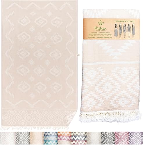 Toalla de Playa Turca Premium – 100% Algodón Natural, Secado Rápido, Sin Arena, Toalla de Playa de Tamaño Grande 35"x67" – Ideal para Viajes,