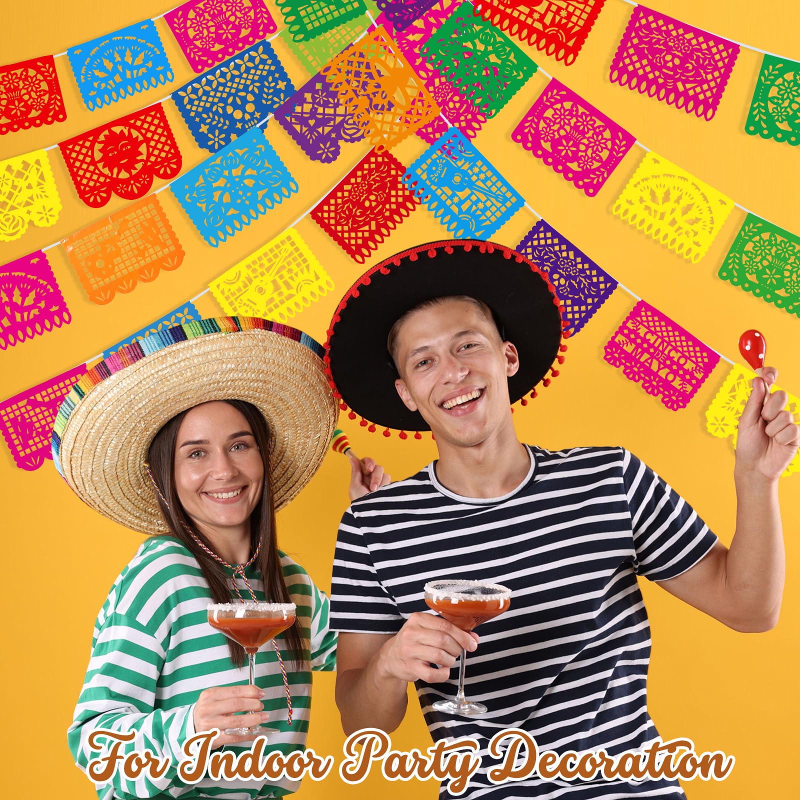 Qpout 2 Pieces Mexican Party Decorations Banners, Felt Colorful Day Of The Dead Papel Picado Banner, Fiesta Birthday Baby Shower Party Decorations, Dia De Los Muertos Garland, Cinco De Mayo Flags