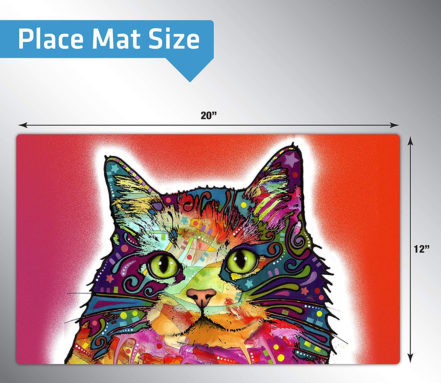 Drymate Pet Placemat, Dean Russo Designs, Dog Food Mat, Cat Food Mat, Zorb-Tech Anti Flow Technology for Surface Protection (USA Made) (12" x 20", Ragamuffin) 3