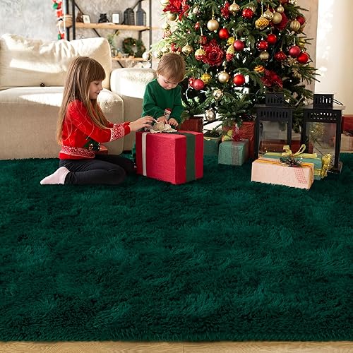Miniatura 150 de Kelarea Alfombra de área para sala de estar, 3 x 5, antideslizante, color azul turquesa, esponjosa, suave, alfombra de felpa peluda para dormitorio