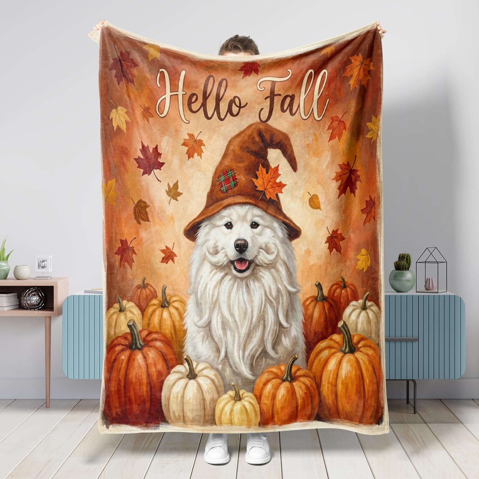 Couverture Samoyède d'automne pour réchauffer votre intérieur avec tendresse