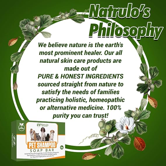 Natrulo All Natural Pet Shampoo Soap Bar for Dogs, Cats, Puppies Herbal Healing Dry Skin Itch Relief, Odor Control Bar Soap for Pets Gentle, Plant-Based, Easy-to-Use Pet Soap Bar Made in USA
