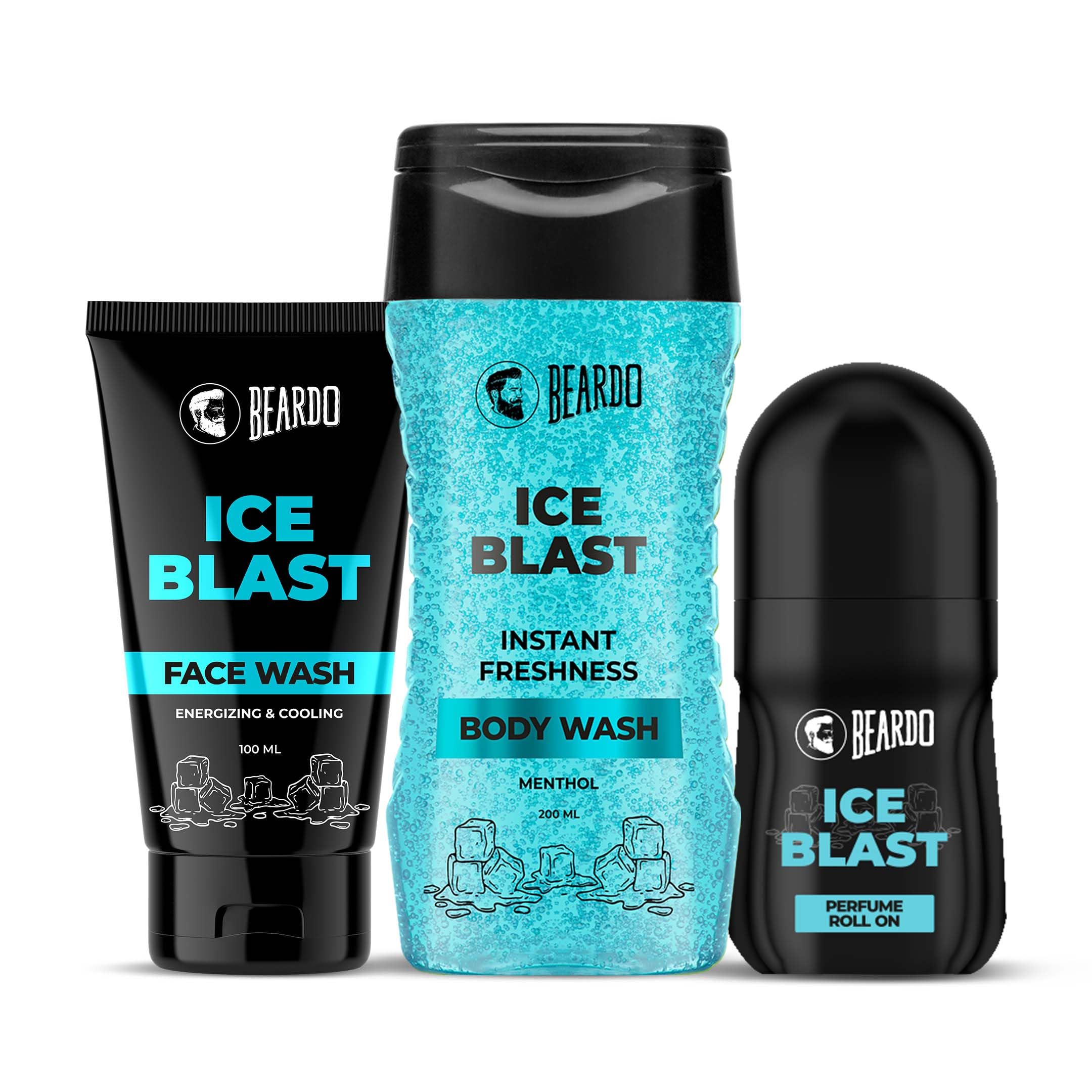 Beardo Ice Blast Body Wash 200ml , Ice Blast Perfume Roll On 50ml & Ice Blast Face Wash 100ml | Refreshing Menthol Cooling Instant Icy Cool Freshness Body Wash ,Roll on & Facewash | Summer Kit for Men | Set of 3-image-34