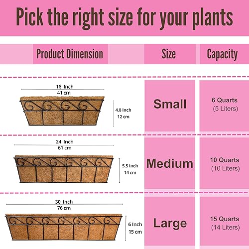 Miniatura 4 de LaLaGreen - Macetas de pared de 30 pulgadas, paquete de 2 macetas para ventana que se fijan a la casa al aire libre, maceta de balcón sobre el riel,