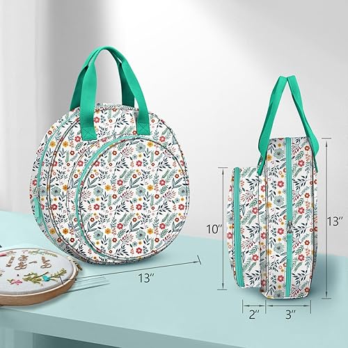 Miniatura 13 de FINPAC Bolsa para proyectos de bordado, suministros de bordado con múltiples bolsillos para hilo dental, aros, hilo, kit de herramientas de costura