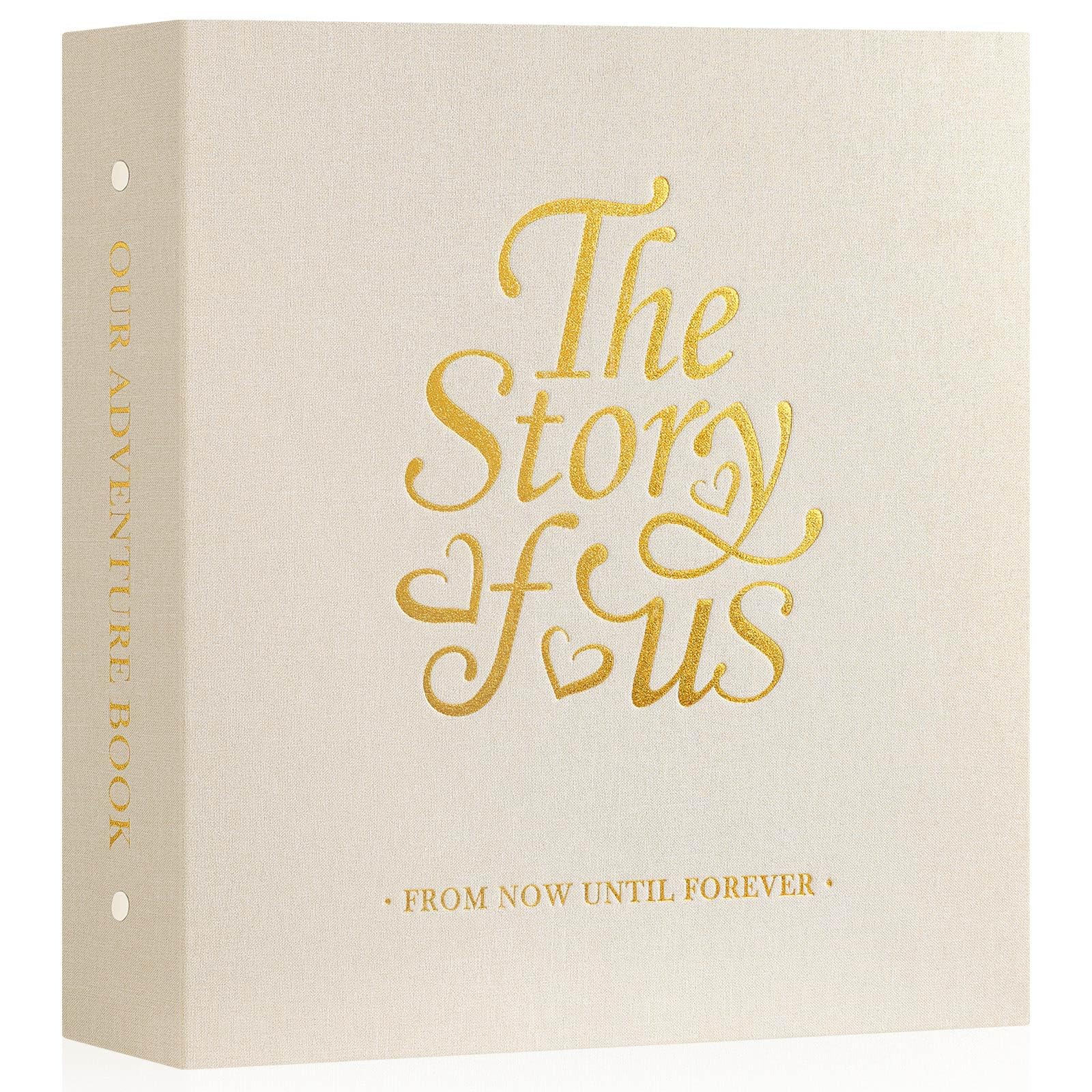 Couple Photo Album 4x6 600 Pockets - The Story of Us, Linen Large Wedding Anniversary Picture Albums Book Horizontal Vertical Photo for Newlywed Engagement Love Stories Valentine's Day (Beige)