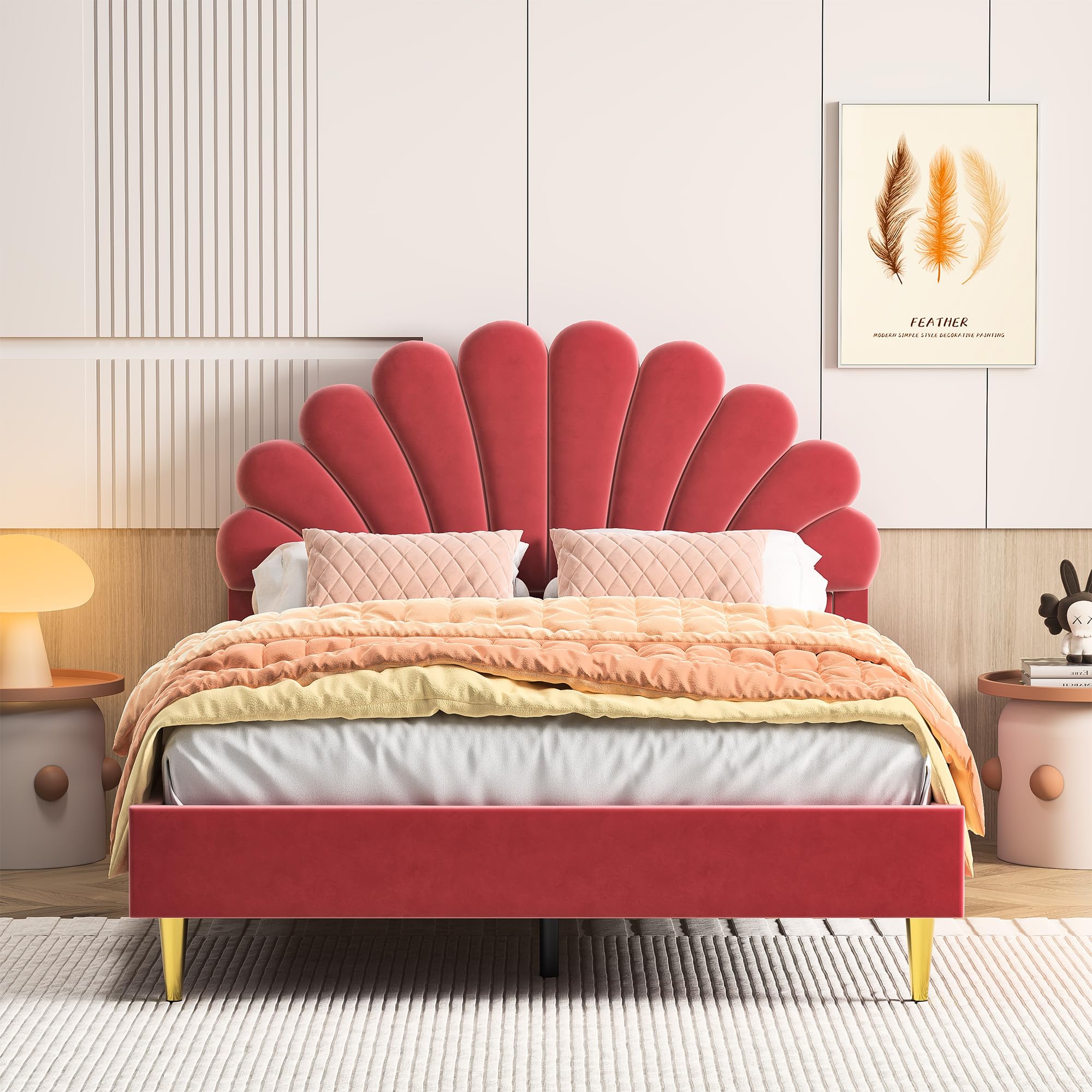 Muralo - Gestoffeerd bed 160x200 cm met bedkast en gewatteerd hoofdeinde - Tweepersoonsbed - Zonder matras - jeugdbed - Stijlvol slaapkamer-bed