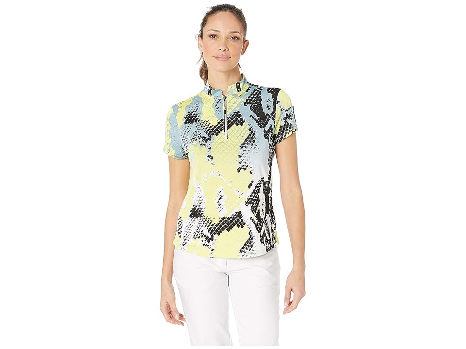 

Jamie Sadock Boa Print Short Sleeve Top (Atomica) Women's Clothing, Blue