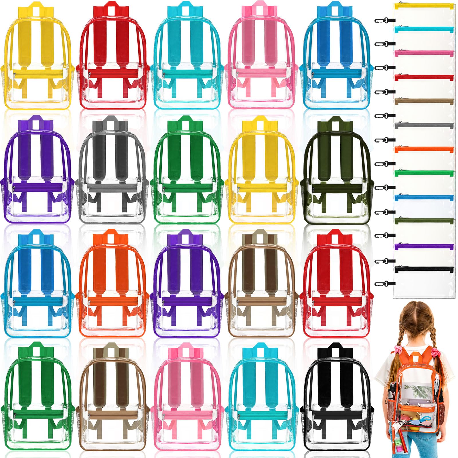 Photo 1 of Cholemy 24-Piece Clear Backpack Set with Pencil Cases