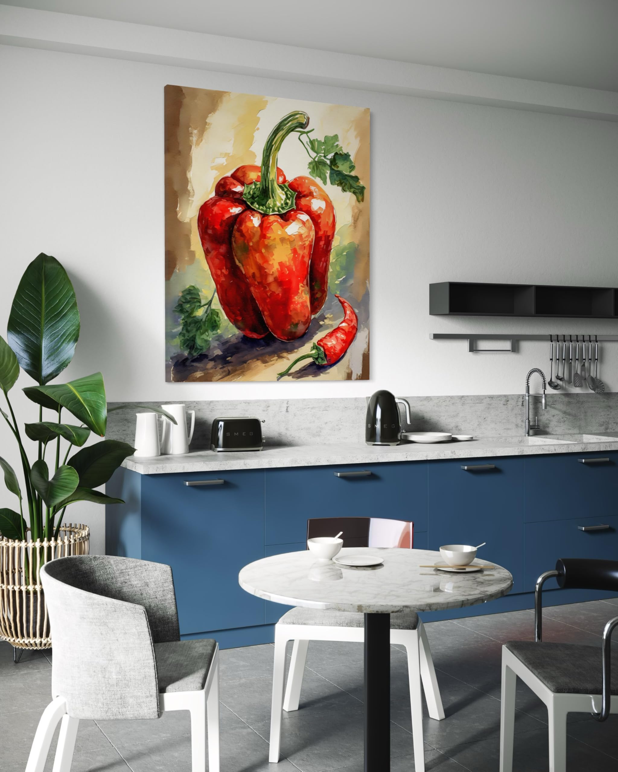 Feeby - Tableaux - Deco Tableau Murale - Poivron rouge Nourriture - 60x90 1partie - Pour la Chambre et le Salon - Pour Chaque Pièce de Votre Appartement - Toiles pour le bureau