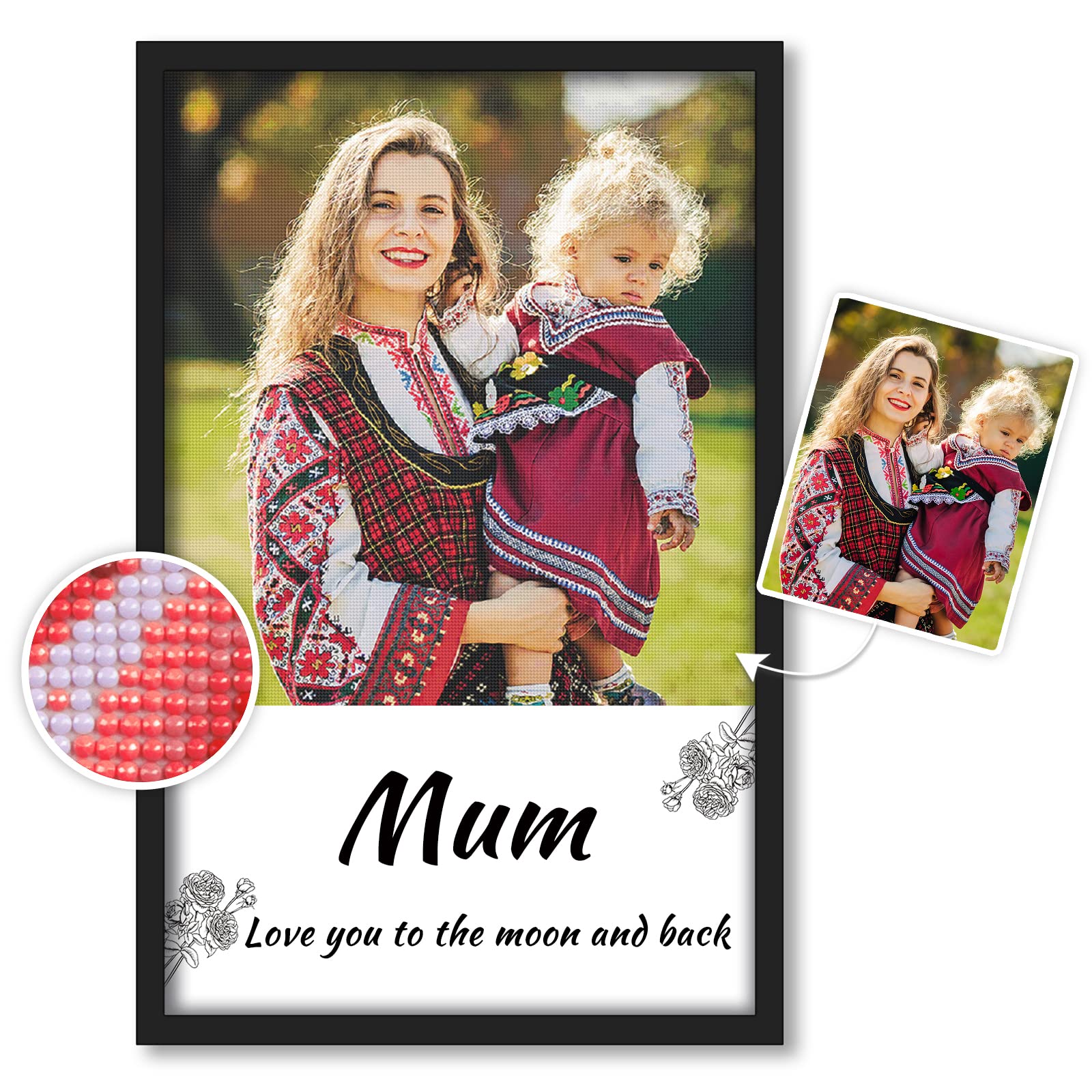 DPDP Personalised Diamond Art Kits Adults – Gifts for Mum, Mothers Day Gifts for Mum, Her, Women, Wife, Diamond Painting with Private Photo, Home Decor, 40×60 cm — image 1