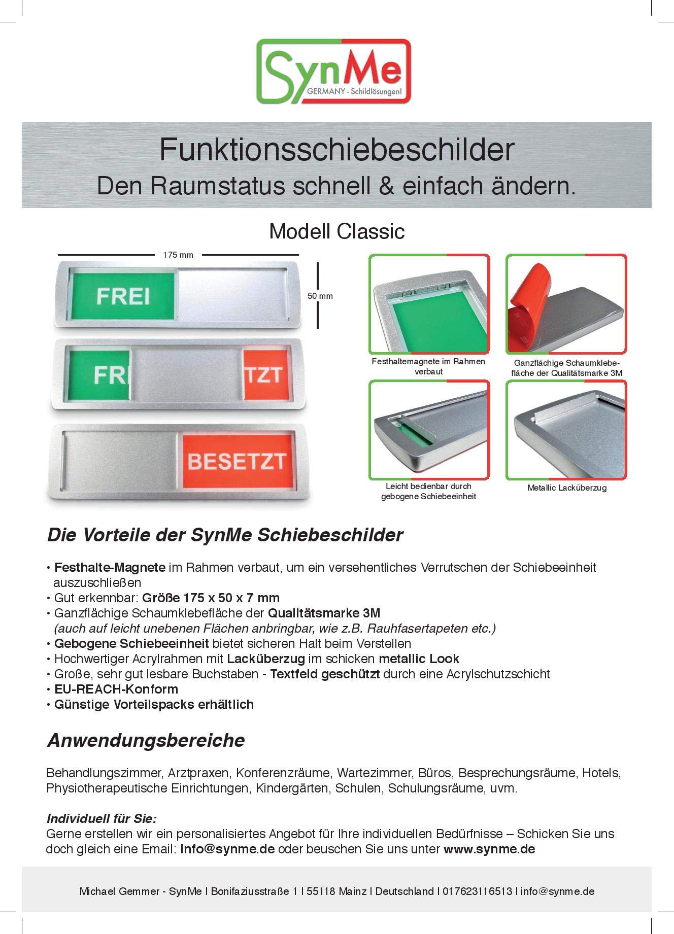 „Belegt / Frei“ Türschild Mit Schieber – 17,8 X 5,1 Cm, Selbstklebend Oder Magnetisch | Für Toilette, Büro, Hotelzimmer