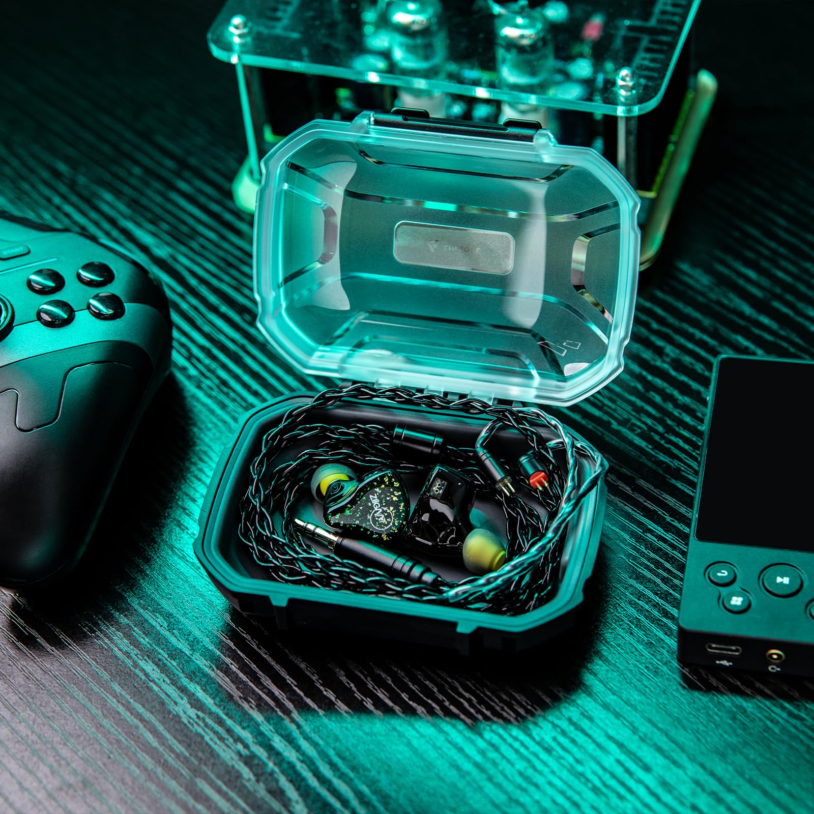 Linsoul 7Hz x Crinacle Zero:2, In Ear Monitor, IEM con Driver Dinamico Aggiornato da 10mm, Cuffie con Cavo + LC02 In Ear Monitor Case, custodia rigida portatile per cuffie