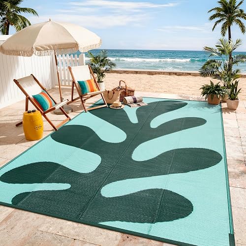 Lahome Outdoor Area Rugs 8x10 Waterproof Reversible Plastic Straw Rug