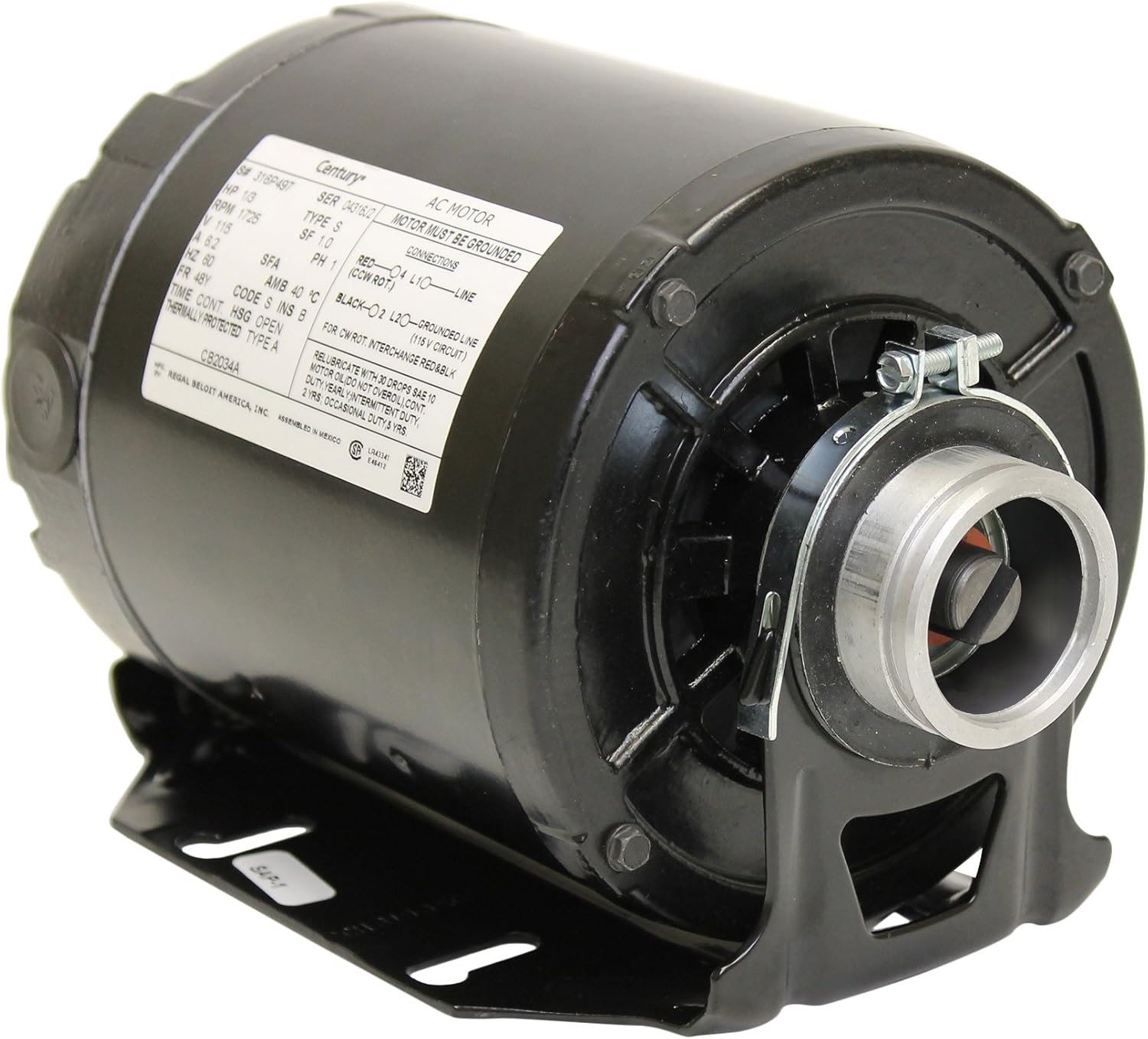 A.O. Smith CB2034A 1/3 Hp, 1725 RPM, 115 Volts, 48Y Frame, ODP