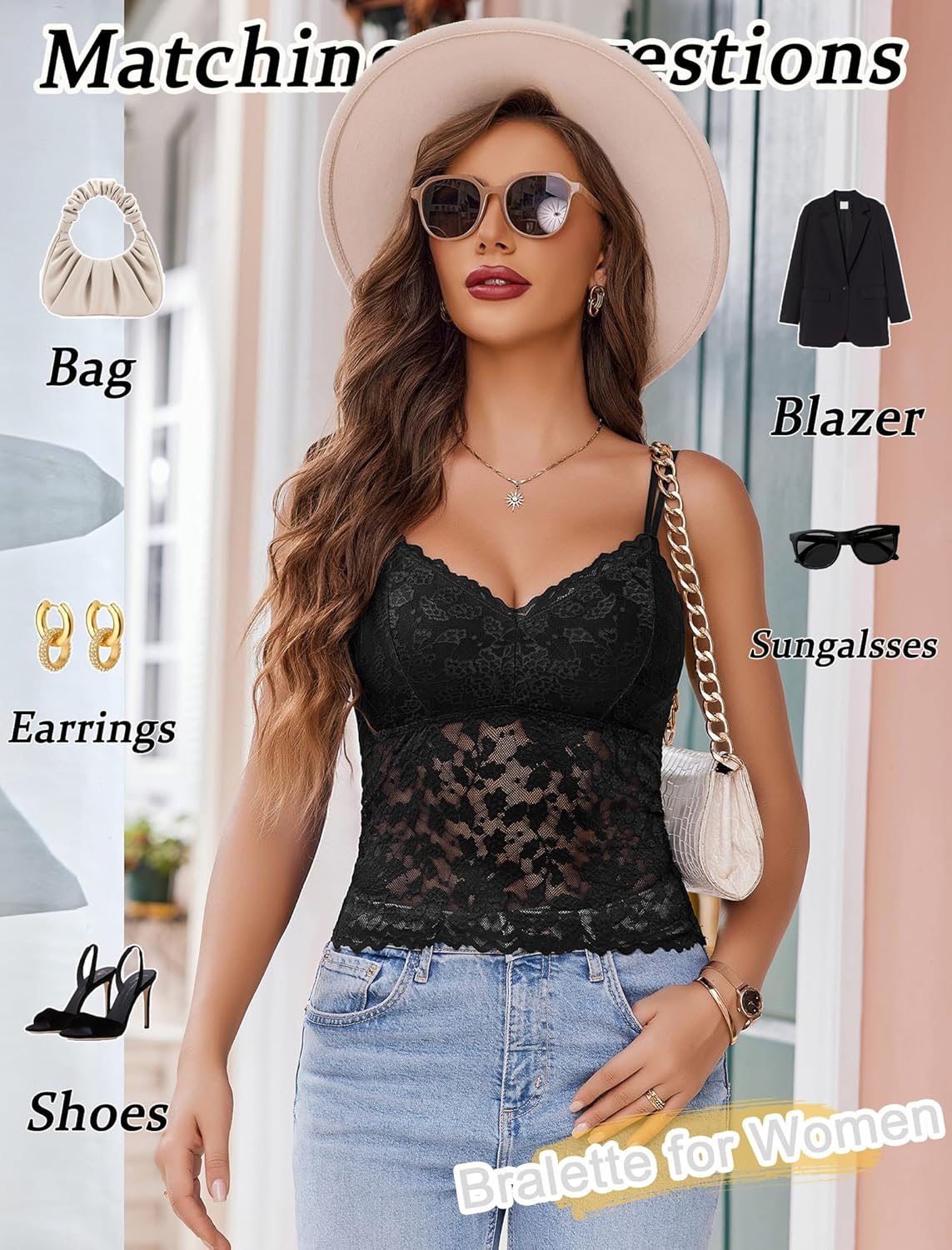 Avidlove Lace Bralette for Women V Neck Camisole Lingerie Spaghetti Strap Tube Slim Tank Top - Image 5