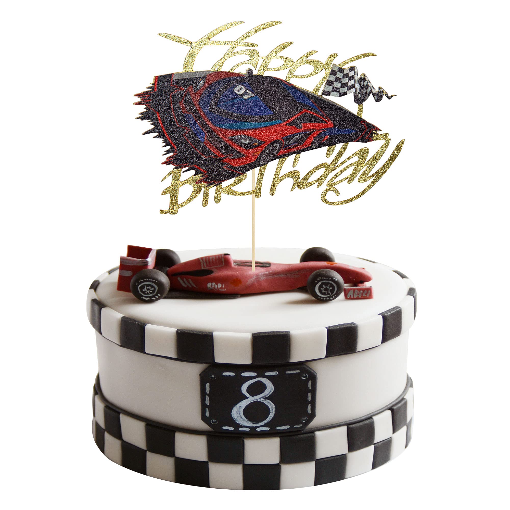 Buy Gyufise 1Pcs Glitter Race Car Birthday Cake Topper Racing Happy Buy Gyufise 1Pcs Glitter Race Car Birthday Cake Topper Racing Happy