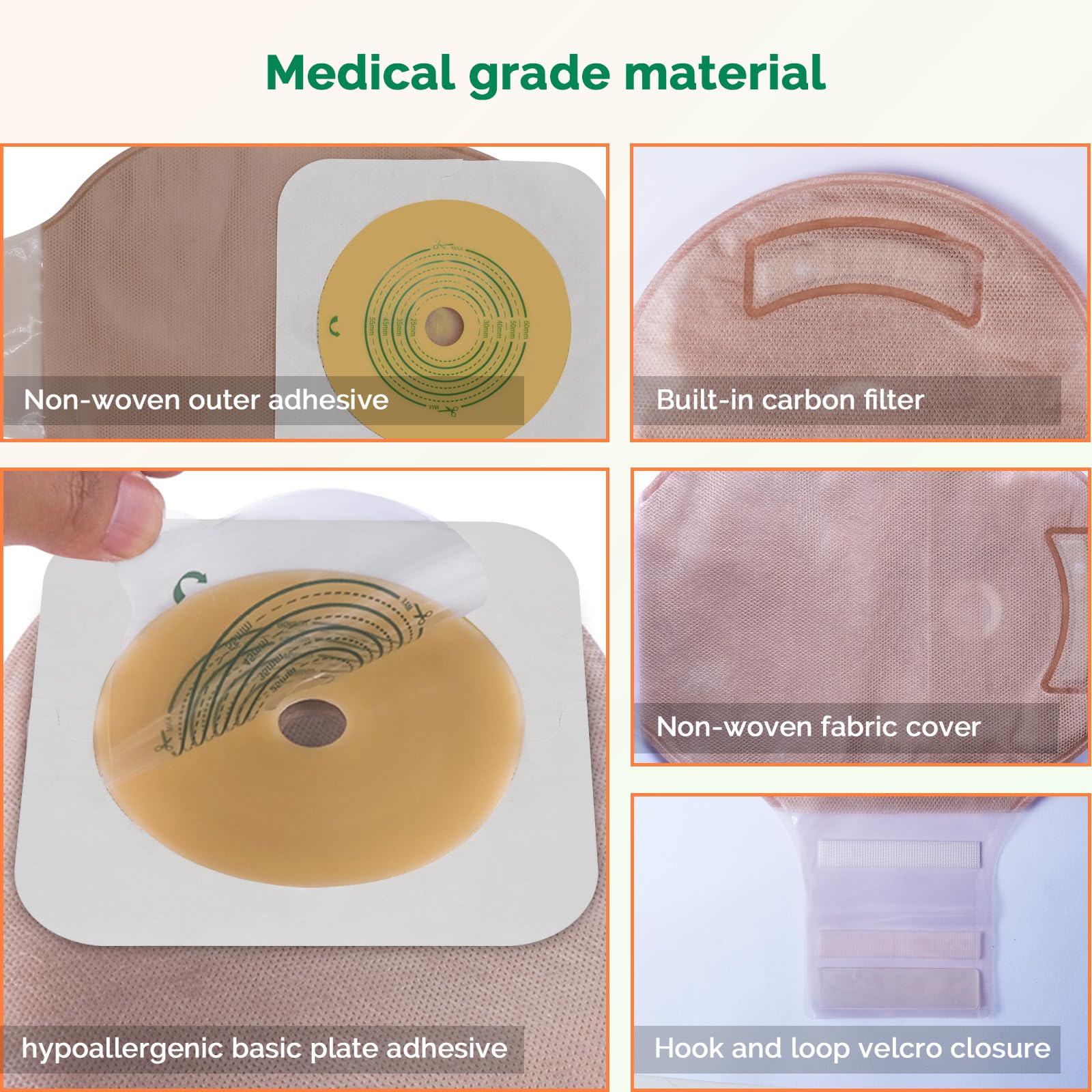 21 bolsas de colostomía de dos piezas para ostomía, suministros de ostomía, bolsas drenables con cierre para ileostomía, colostomía, urostomía, cuidado del estoma, corte para adaptarse (15 bolsas + 6