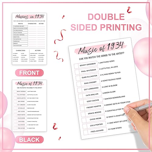 Miniatura 9 de Juegos de fiesta de cumpleaños número 40, juegos de fiesta de cumpleaños de 1984, juego de tarjetas de doble cara, incluye música de juegos de 1984,