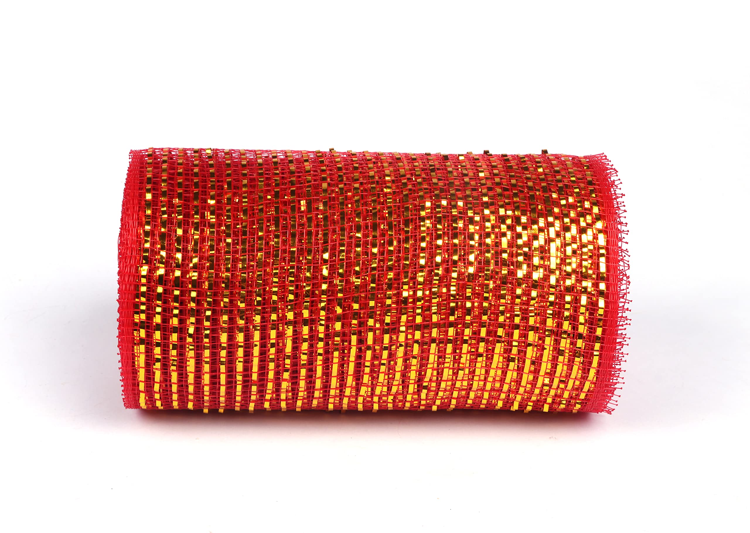 YYCRAFT Deco Poly Mesh Band – 2 Stück à 10 M, 15,2 Cm Breit, Rot Mit Metallic-Glanz