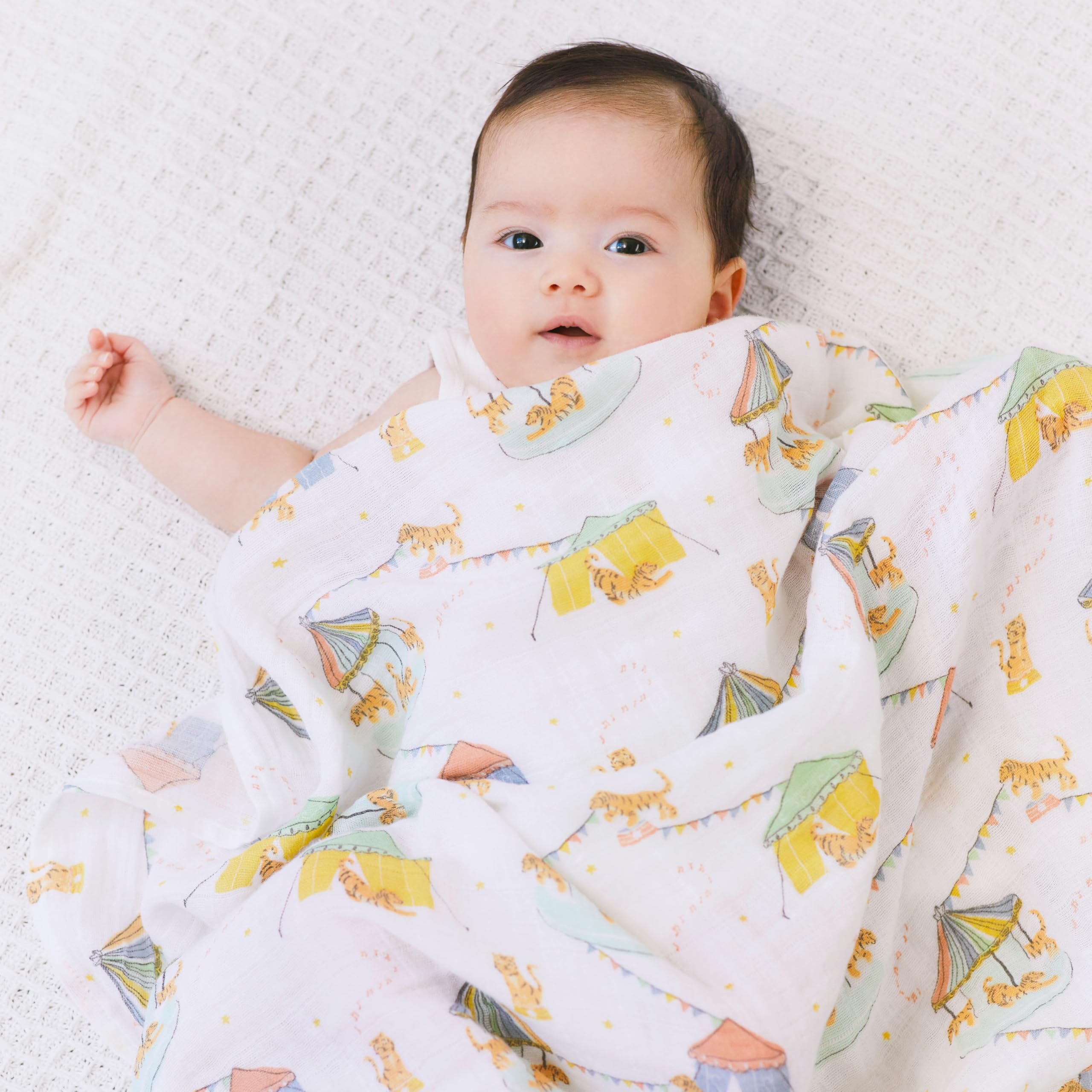 aden + anais エイデンアンドアネイ おくるみ 2022年干支 寅 3枚セット 120×120cm モスリンコットン スワドル 新生児 出産祝い ASWC30007J - 3