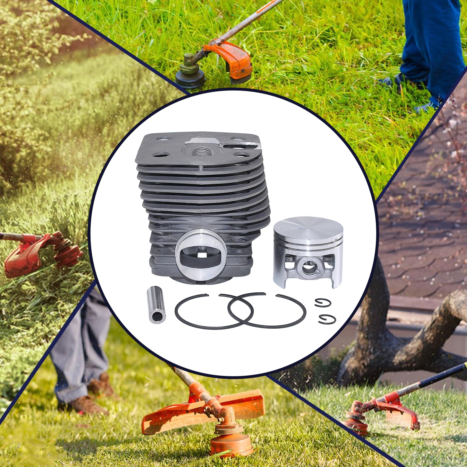 Kit Cilindro e Pistone per Stihl FS550 FS420 FS420L FS550L Ricambi Decespugliatori, Filtro Aria e Kit di Riparazione Carburatore, Sostituisce 4116 020 1215, 4116 120 1602, 4115 141 0300