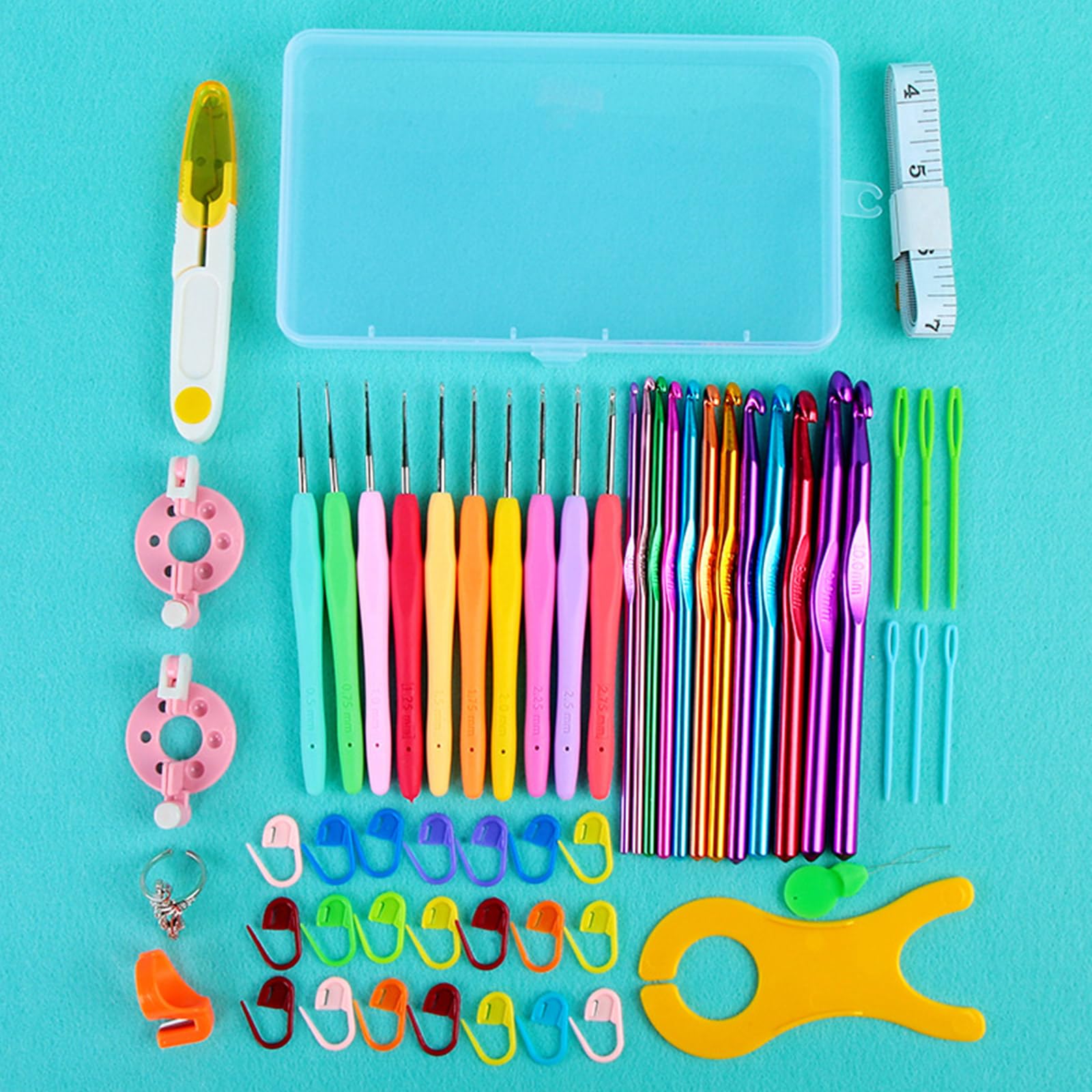 Juego de ganchos de ganchillo para adultos, kit de herramientas de ganchillo para niños, kit de herramientas de tejer para principiantes con estuche