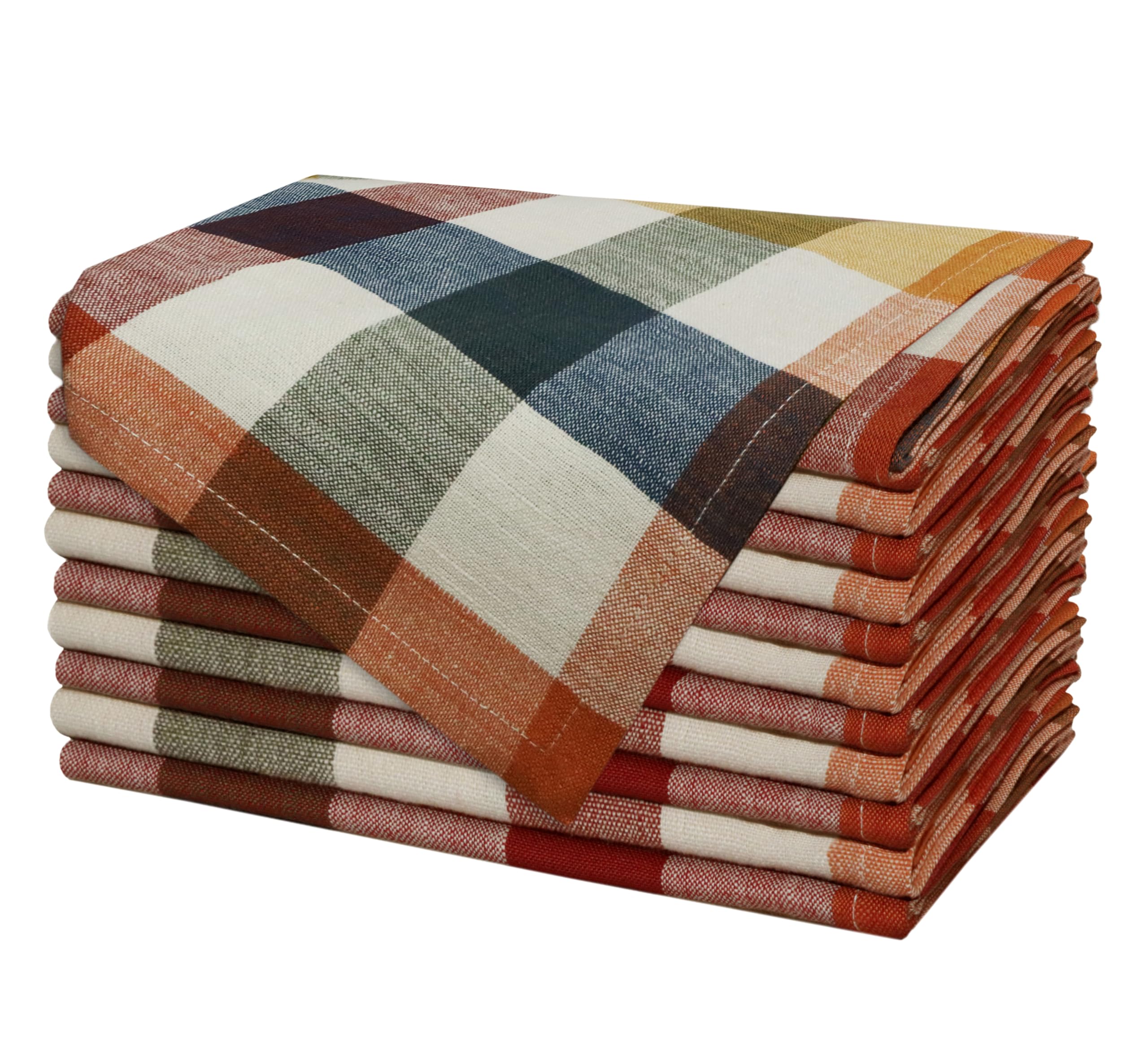 COTTON CRAFT Harvest Checks Cloth Napkins