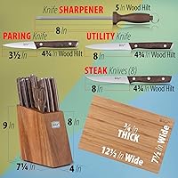 Vista 3 de Deco Chef Juego de cuchillos de cocina de 16 piezas de acero inoxidable con asas de madera, cuchillo de chef de 8 pulgadas, cuchilla de 6.5