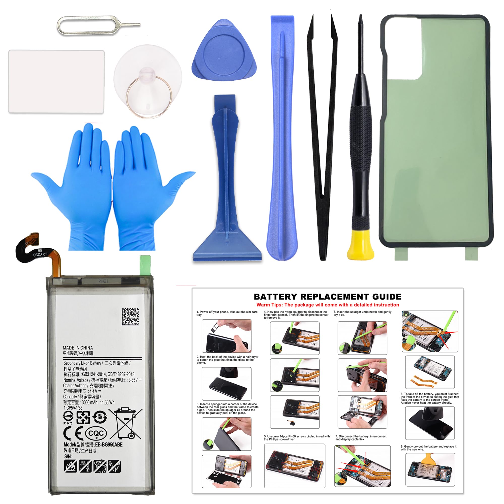 GREEN FUSION for Galaxy S8 Battery Replacement EB-BG950ABA EB-BG950ABE with Installation Instruction & Repair Toolkit