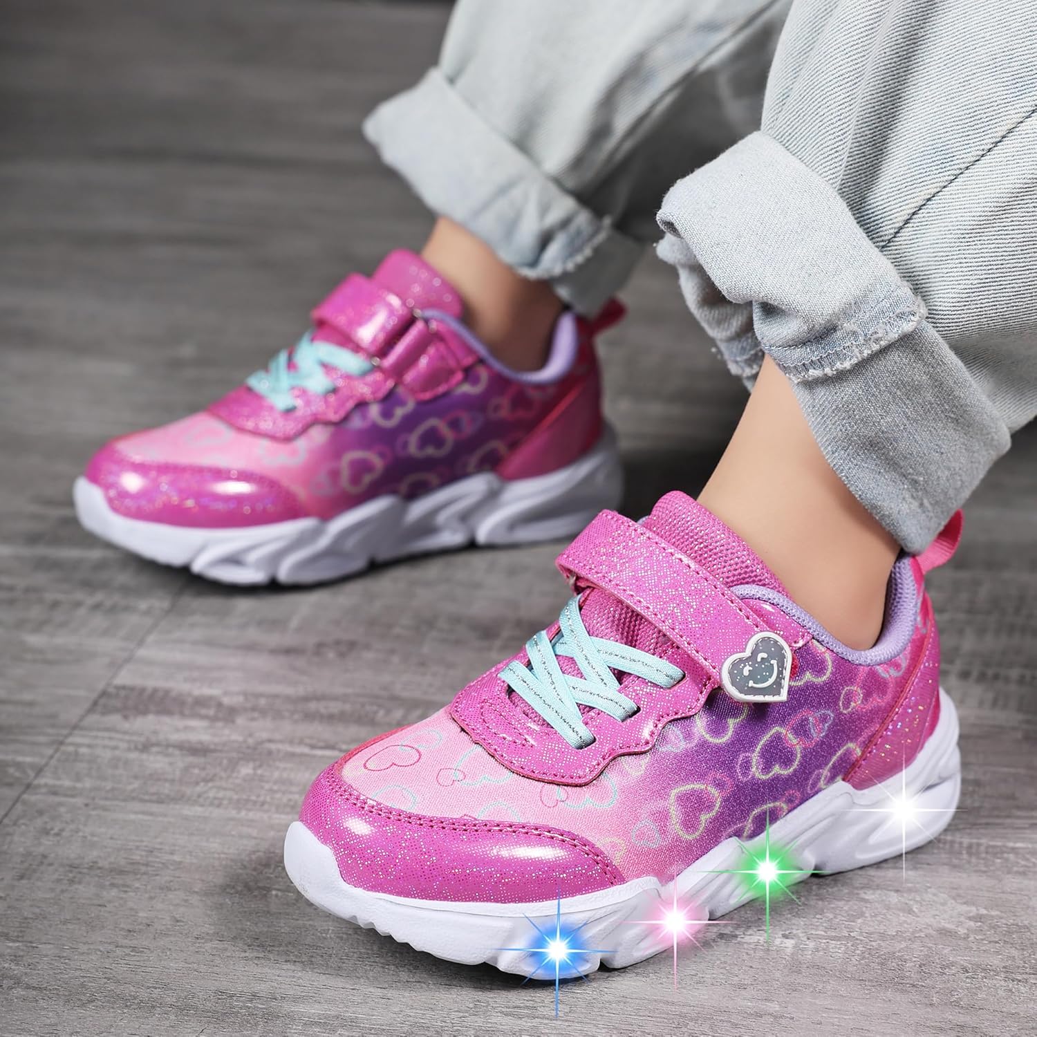 Light Up Toddler Girls Boys Shoes LED Sneakers Lightweight Breathable Adjustable Strap for Toddler/Little Kids - Image 2