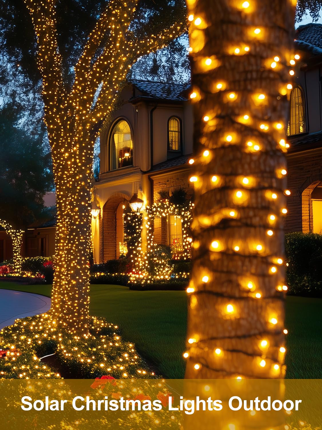 4 Stück Solar-Weihnachtslichter für den Außenbereich, wasserdicht, 400 LEDs, 400 LEDs, grüne Draht-Lichterkette, Solar-Funkel-Lichter mit 8 Beleuchtungsmodi für Weihnachtsgartendekorationen (warmweiß)