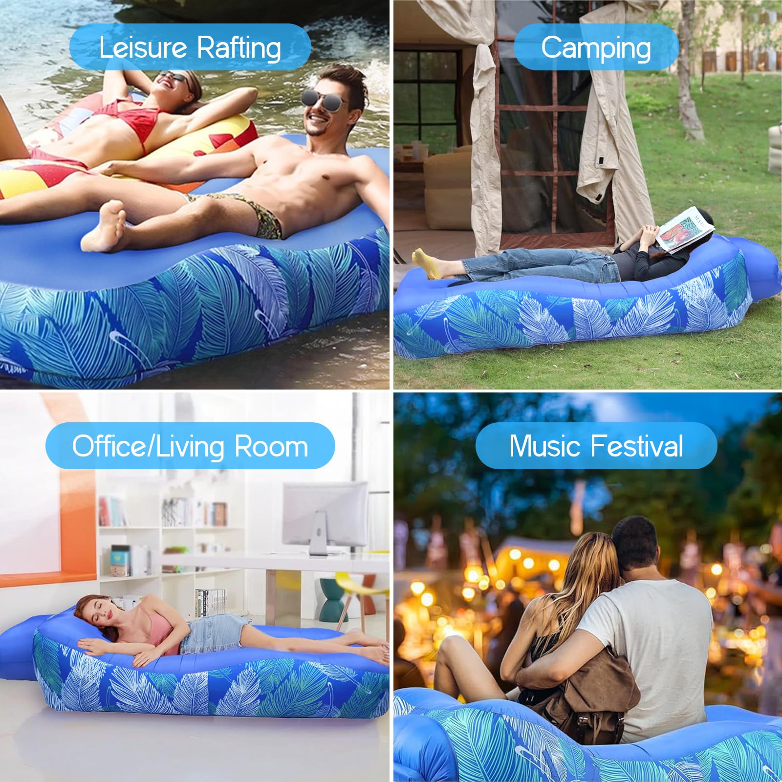 Divano Gonfiabile - Sdraio Air con Borsa Portatile Custodia Impermeabile Smartphone - 195 x 70 cm Divano Gonfiabile Materasso Lettino Campeggio Sedia da Esterno per Viaggi, Spiaggia, Mare, Piscina