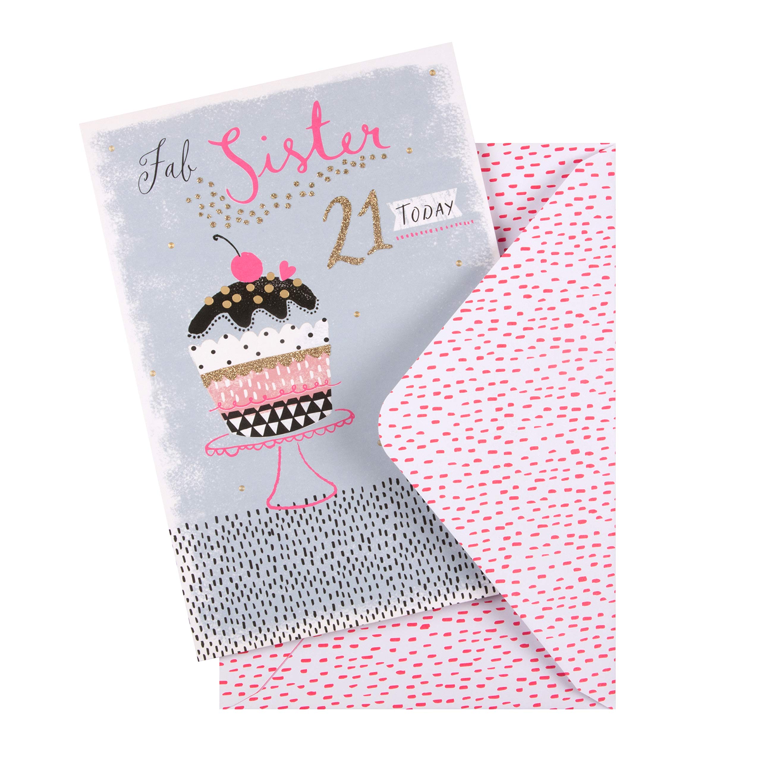 Amazon.com : 21St Birthday Card for Sister from Hallmark - Neon and Glitter  Cupcake Design : Office Products