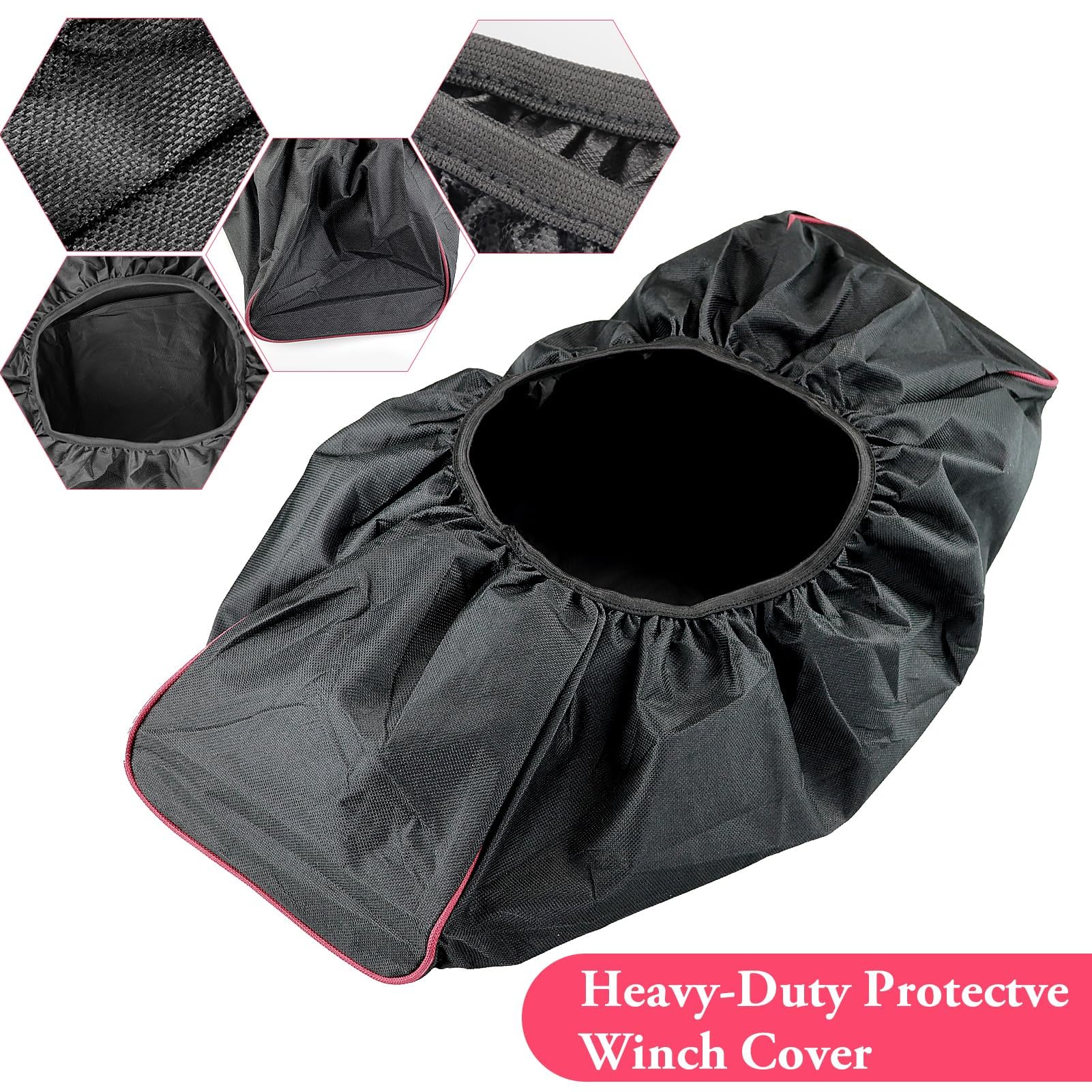 Copertura per verricello per auto, nera, impermeabile, antipolvere, morbida, adatta per rimorchi e SUV con capacità da 3,6 a 7,9 kg (nero)