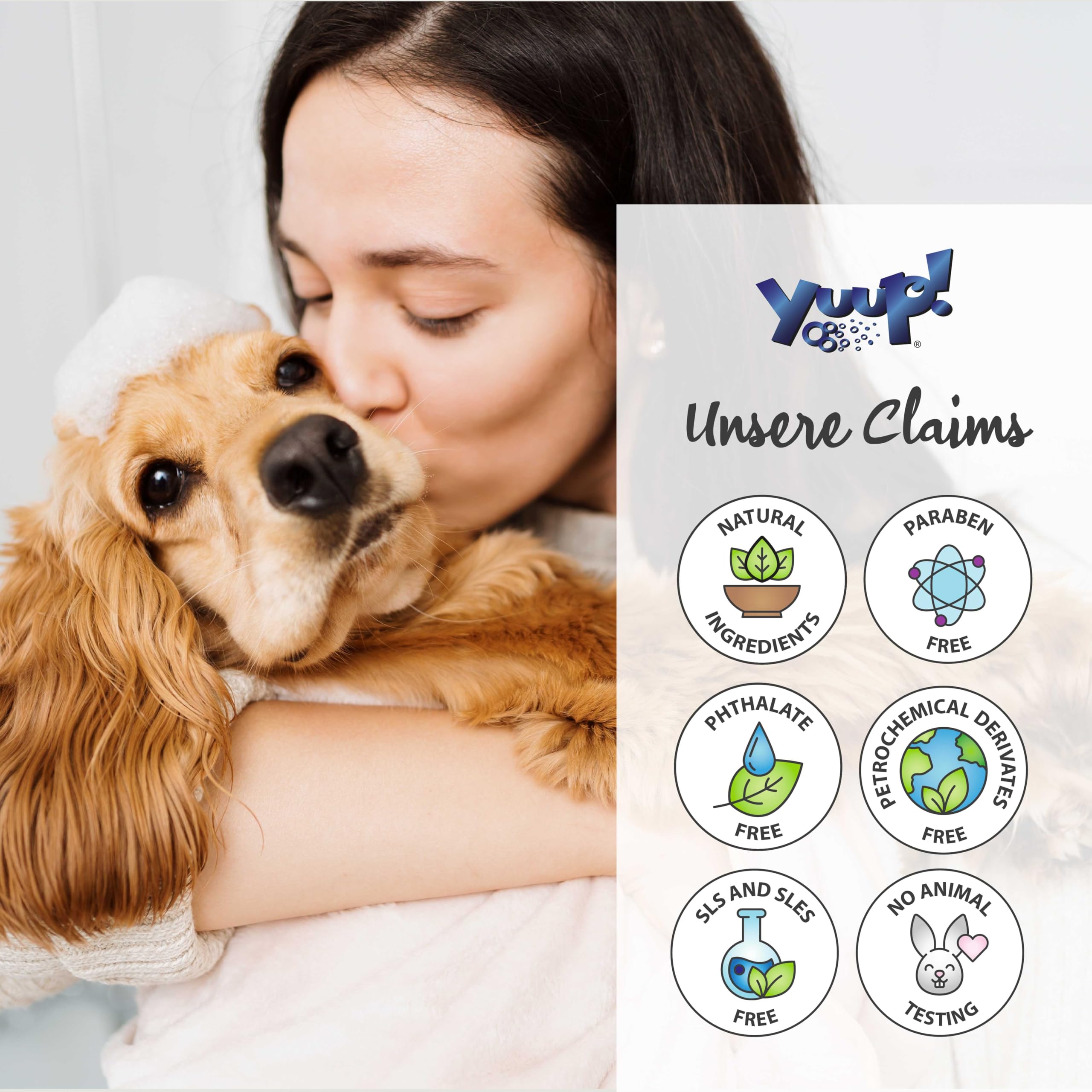 YUUP! - Pflege-Set für langes Fell | Shampoo Langhaar, Entwirr-Balsam & Entwirr-Spray glänzend – Hunde mit langem oder dichtem Fell. Auch für Katzen geeignet