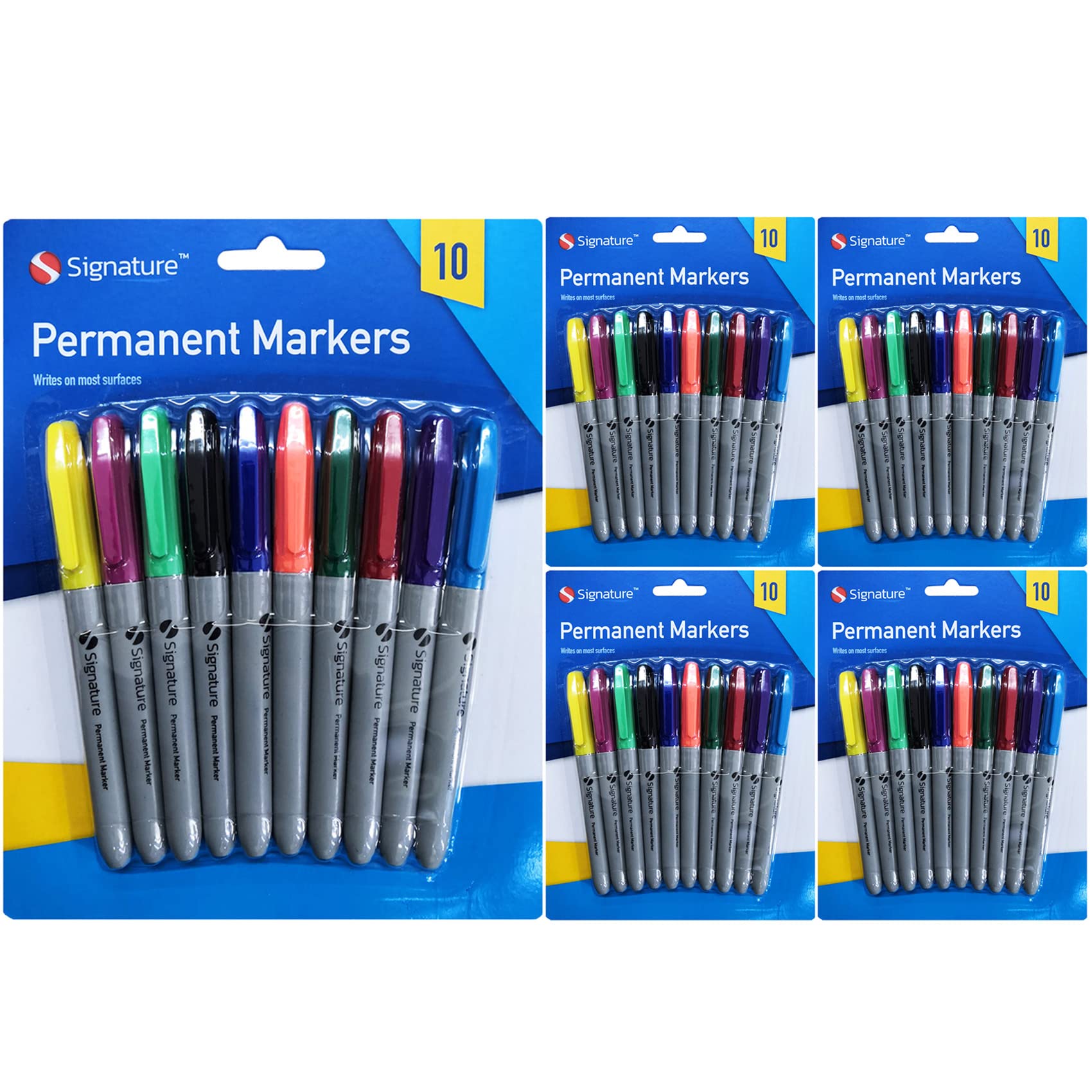 NTI 10 | 20 | 50 x Permanent Markers Pack Assorted Multi-Colour Fine Point Tips School College Pens Set Home Office Stationery DIY Craft Drawing Art Writing UK FREE P&P (50 MARKERS)