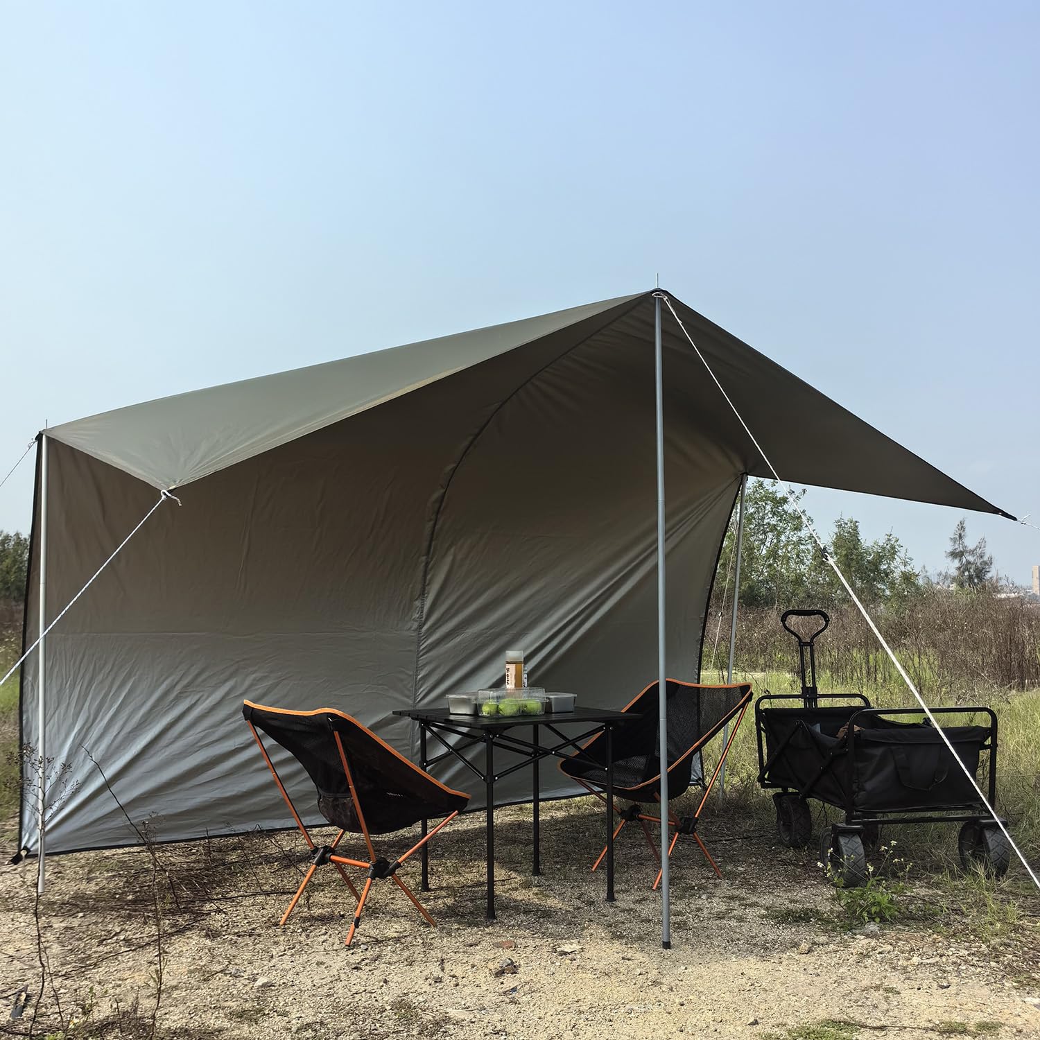 Camping Tarp 3X3 3X4 Ultraléger Bâche Anti-Pluie Imperméable Toile De Tente Anti-UV Ripstop Bache Bivouac Léger Portable La Protection ​Contre La Pluie La Neige Abri de Randonnée (Vert Olive, 3x4M)