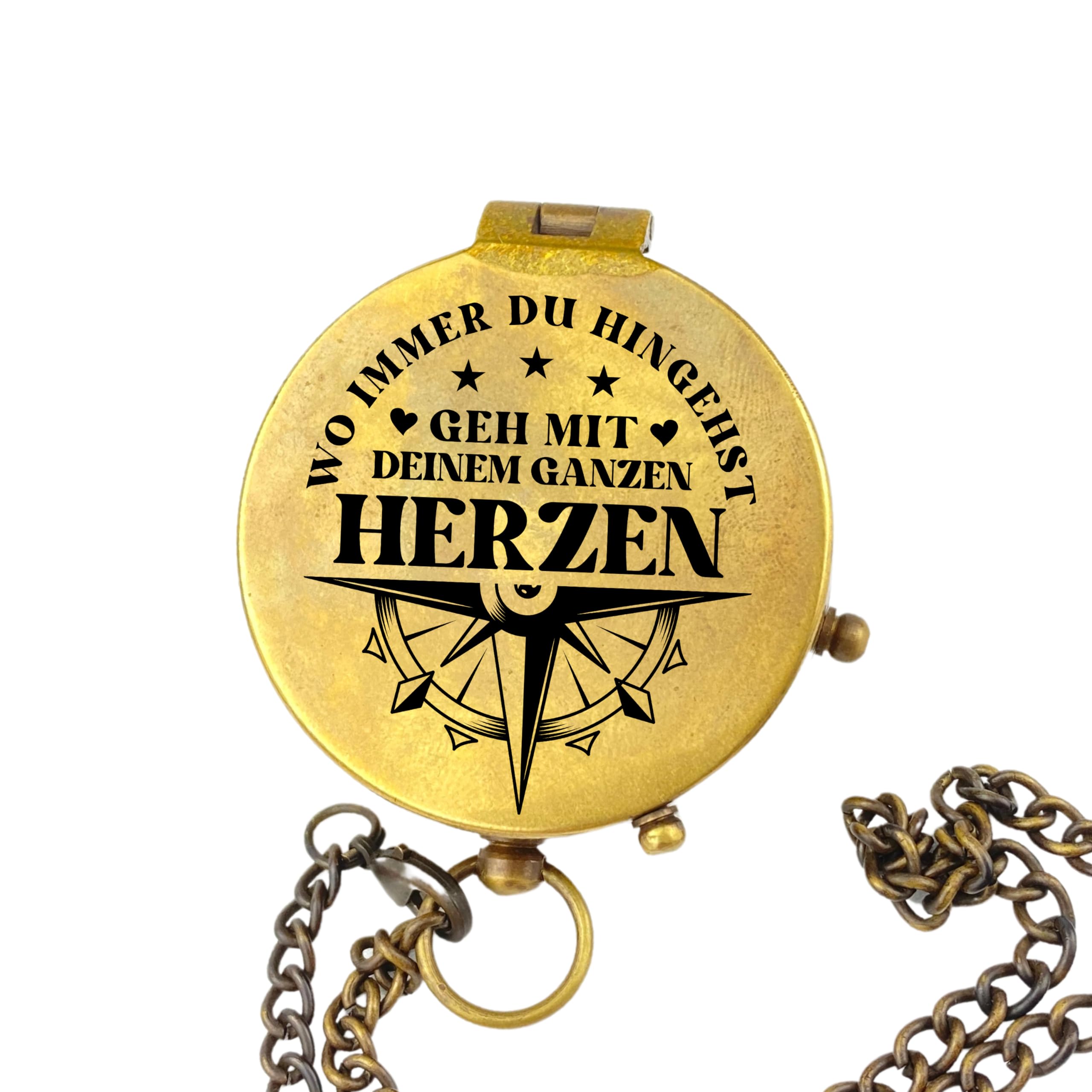 Personalisierter Kompass mit Gravur Wunschmotiv Maritim und Wunschtext Name Diverse Designs Messing Ledertasche Geschenkbox Geschenkidee