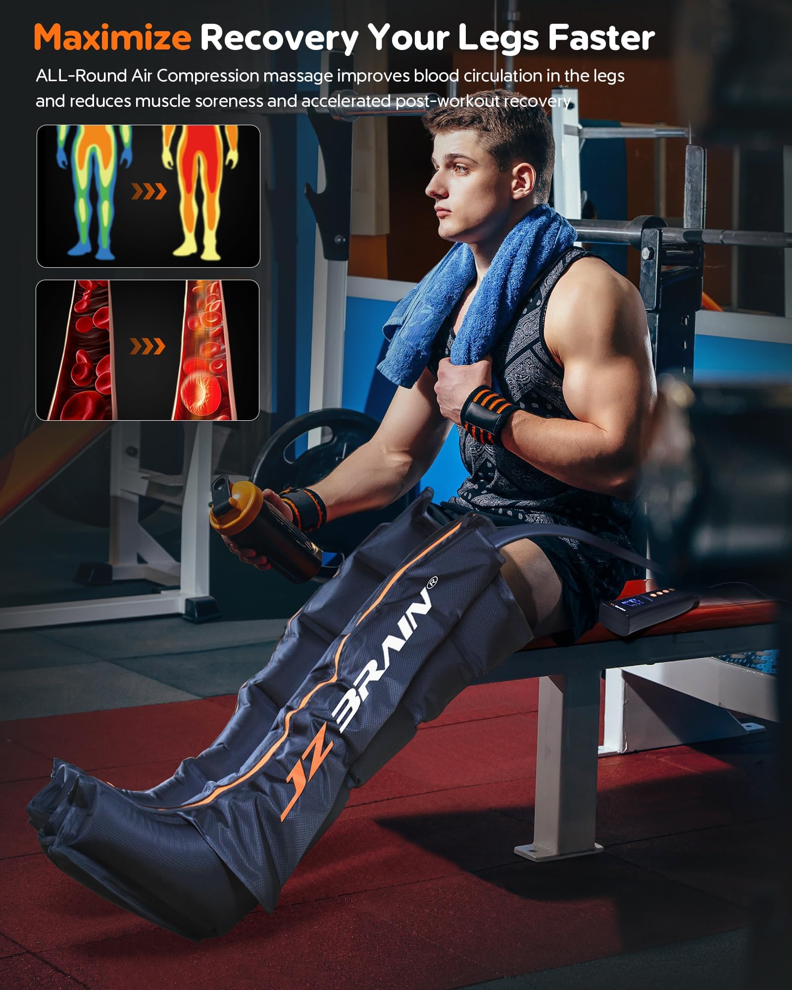 JZBRAIN Air Compression Leg Recovery Massager: Full-Leg