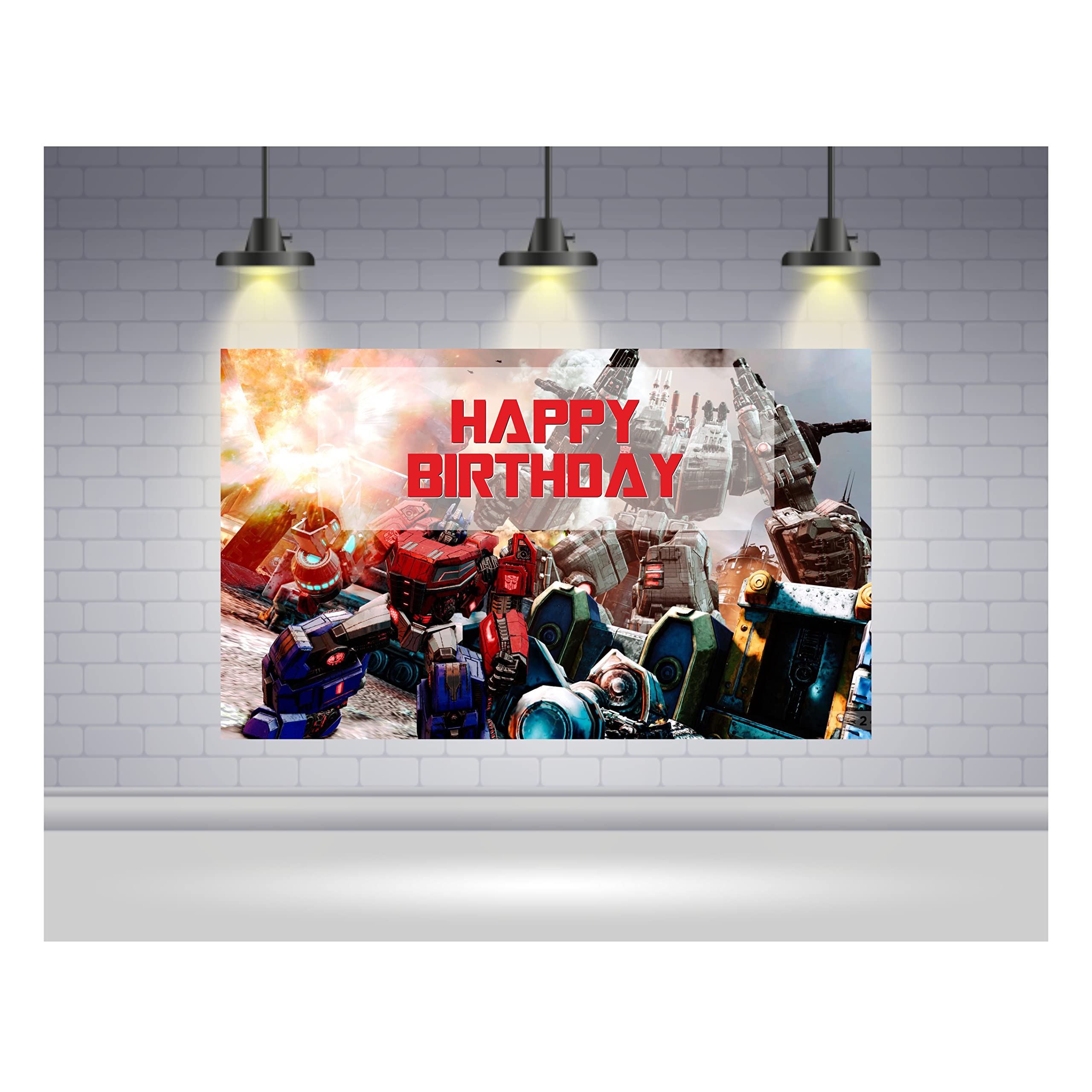 Pretty UR Party Robot Warriorrs Happy Birthday Backdrop, Banner for Boys, Gamer, Kids, Photography Background, Cake Table Supplies, Party Decoration, Photo Booth Props